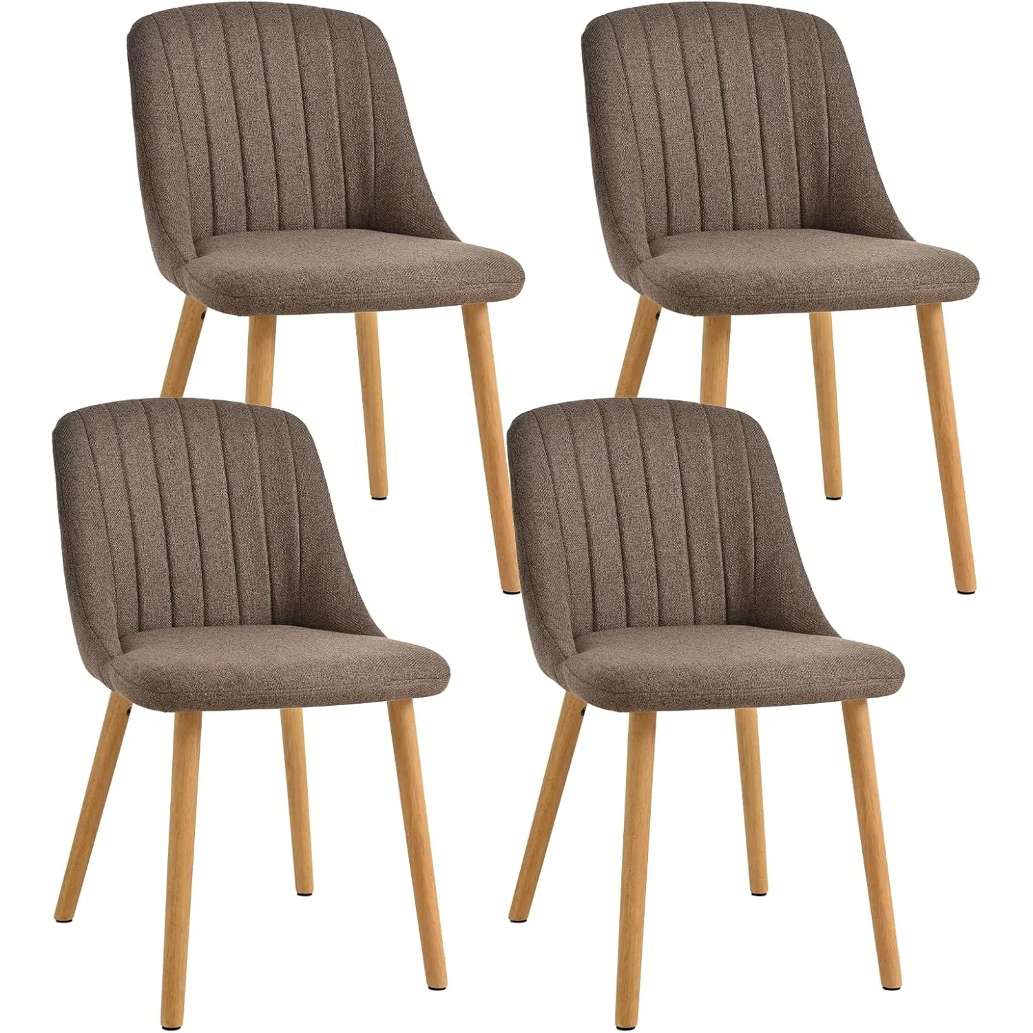 Esszimmerstühle Braun 4er Set Holzbeine Polsterstuhl Küchenstuhl aus Polyester Stühle Esszimmer Wohnzimmerstuhl für Ess…