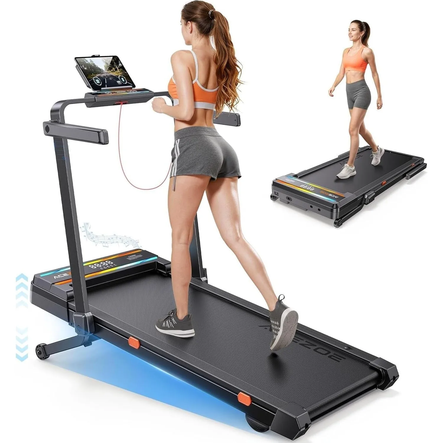 laufband für Zuhause mit Neigung, 6 IN 1 Walking Pad mit 0~15% Automatischer Steigung, 3.0HP Klappbar Laufband für Zuha…
