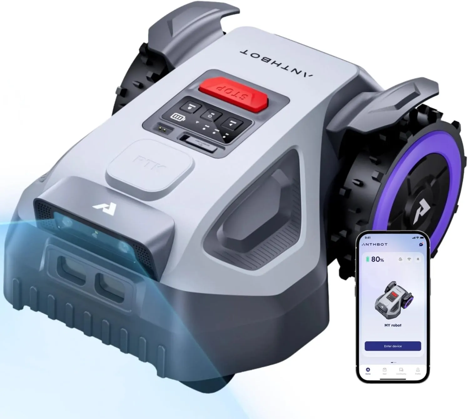 ANTHBOT M5 Mähroboter ohne Begrenzungskabel, Neuer Genie mit RTK-Navigation und Dual-Vision, KI-Hindernisvermeidung, Ap…