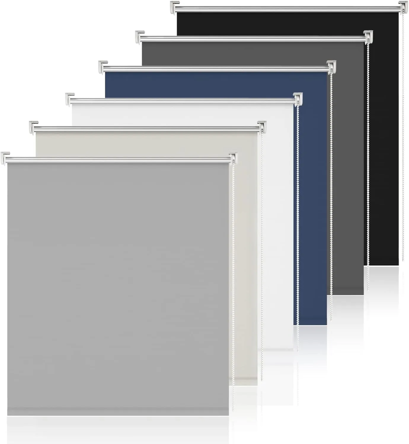 Blackout Roller Blind, No Drilling, Light Grey, W 95 x H 190 cm, Klemmfix Roller Blind, Thermal Roller Blind for Windows