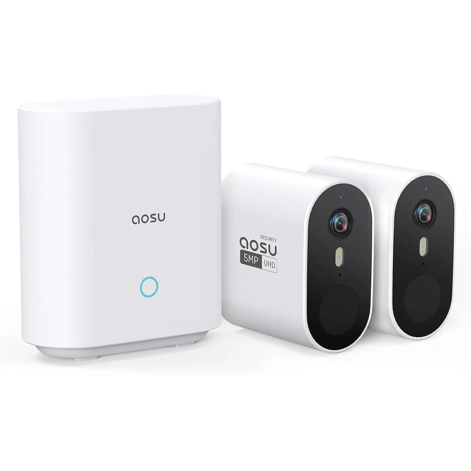 aosu 3K 5MP Überwachungskamera Aussen Akku 240 Tage 2-Kit + aosuBase 32GB