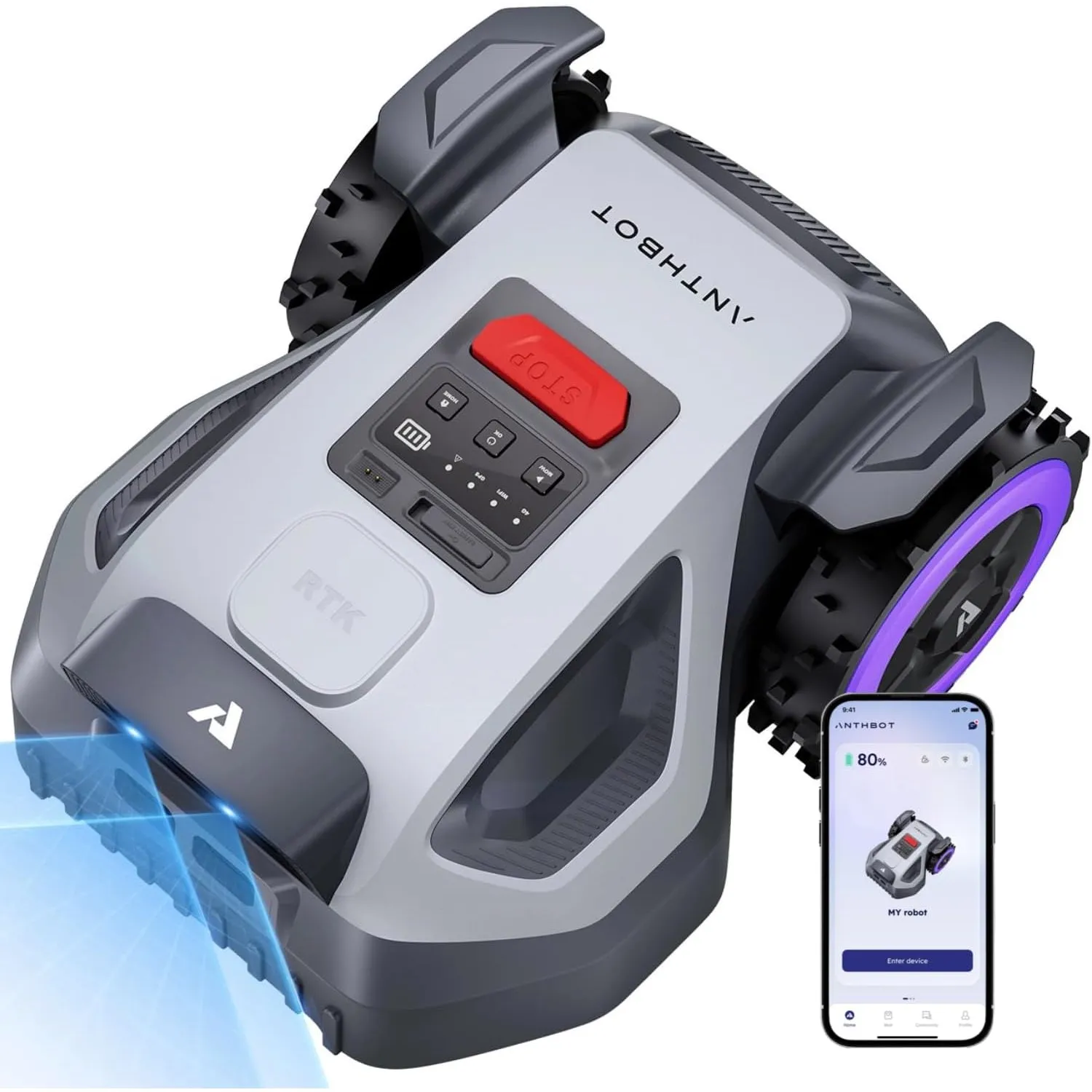 ANTHBOT M5 Mähroboter ohne Begrenzungskabel, Neuer Genie mit NRTK-Navigation & Dual-Vision, bis 500 m² (max. 700 m²), S…
