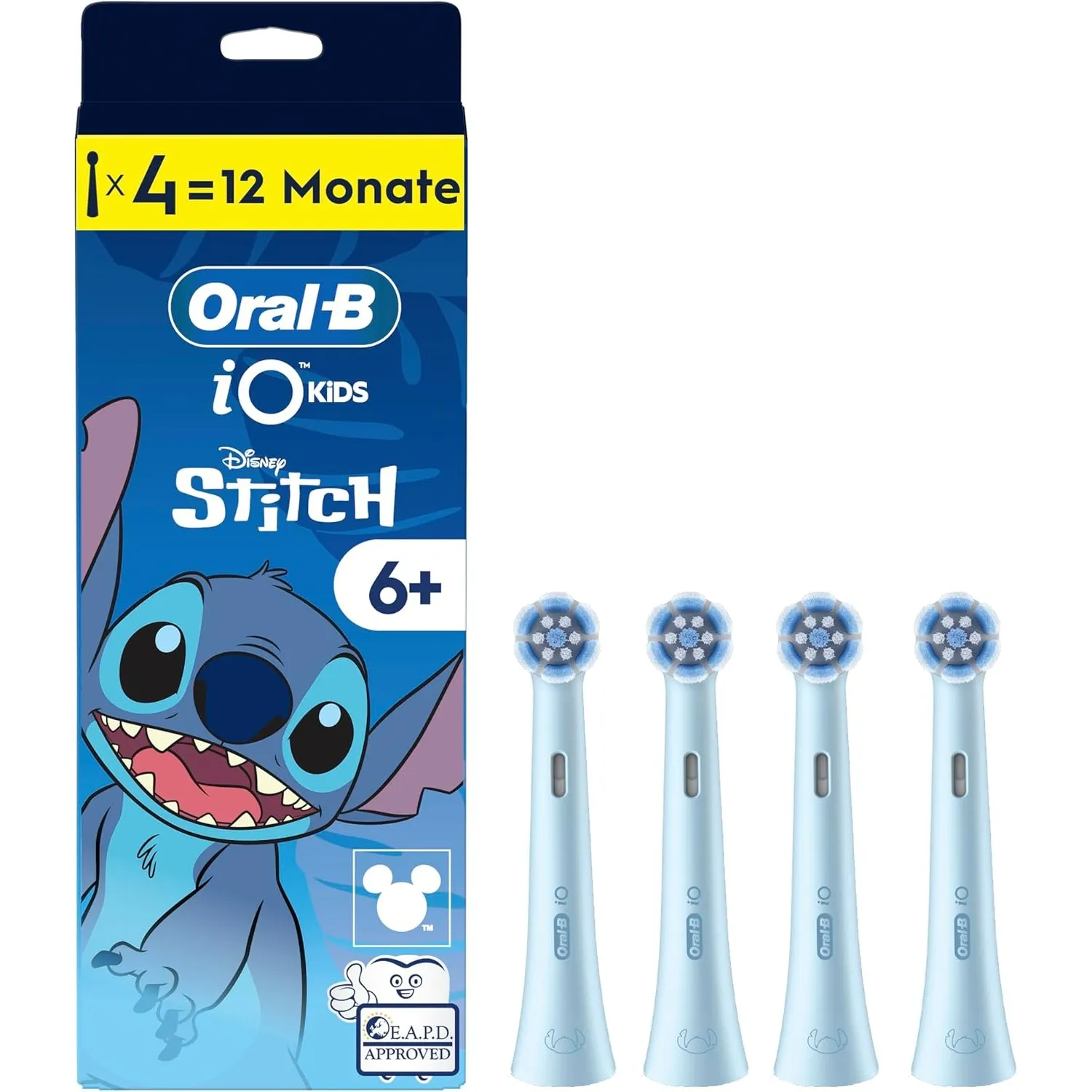 Oral-B iO Aufsteckbürsten Kids 6+ Disney Stitch, Blau, 4 Stück
