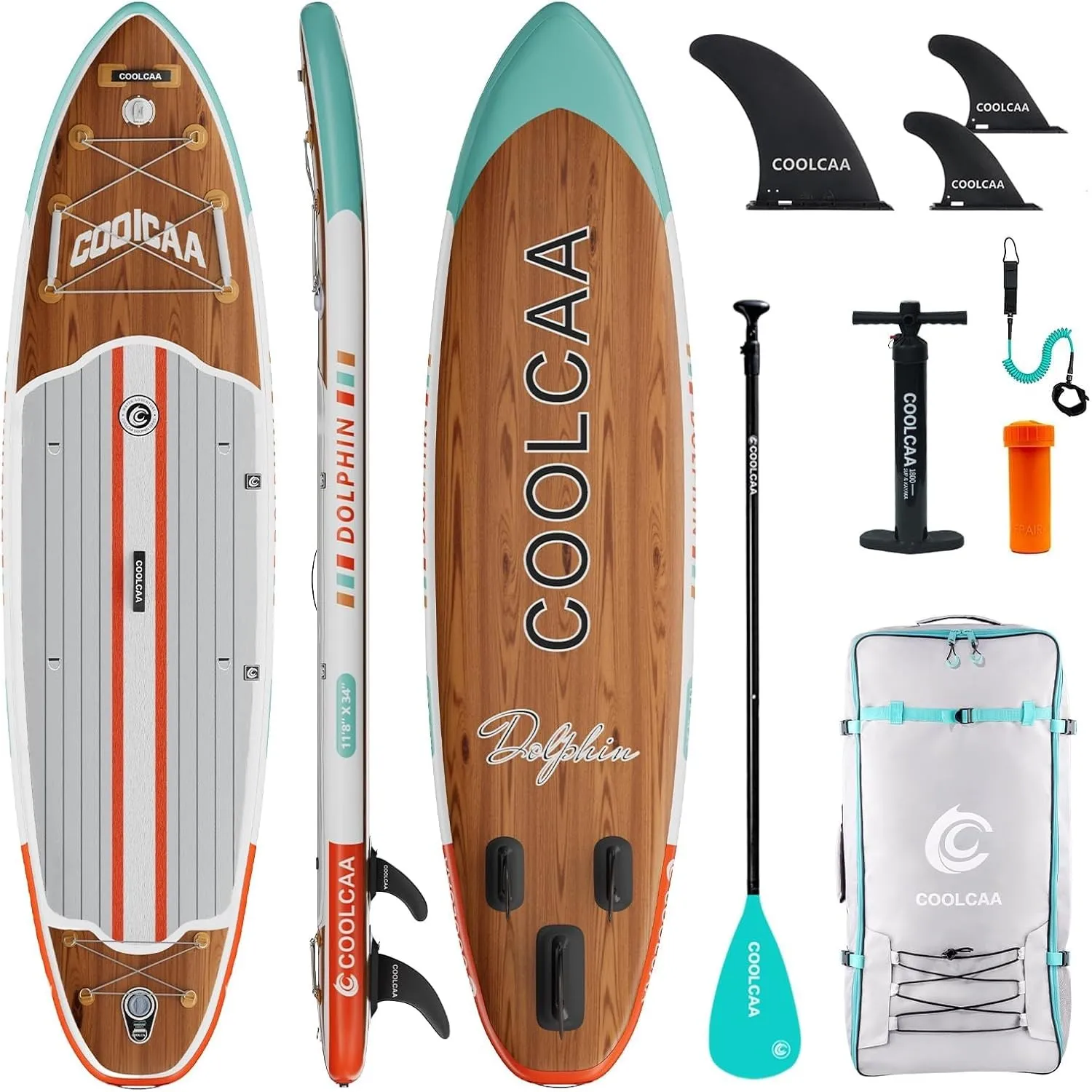 COOLCAA SUP Board, 355cm (Extra Groß) Stand Up Paddling Board, Aufblasbares Stand-Up Paddle Board mit 86cm Extra Breit,…