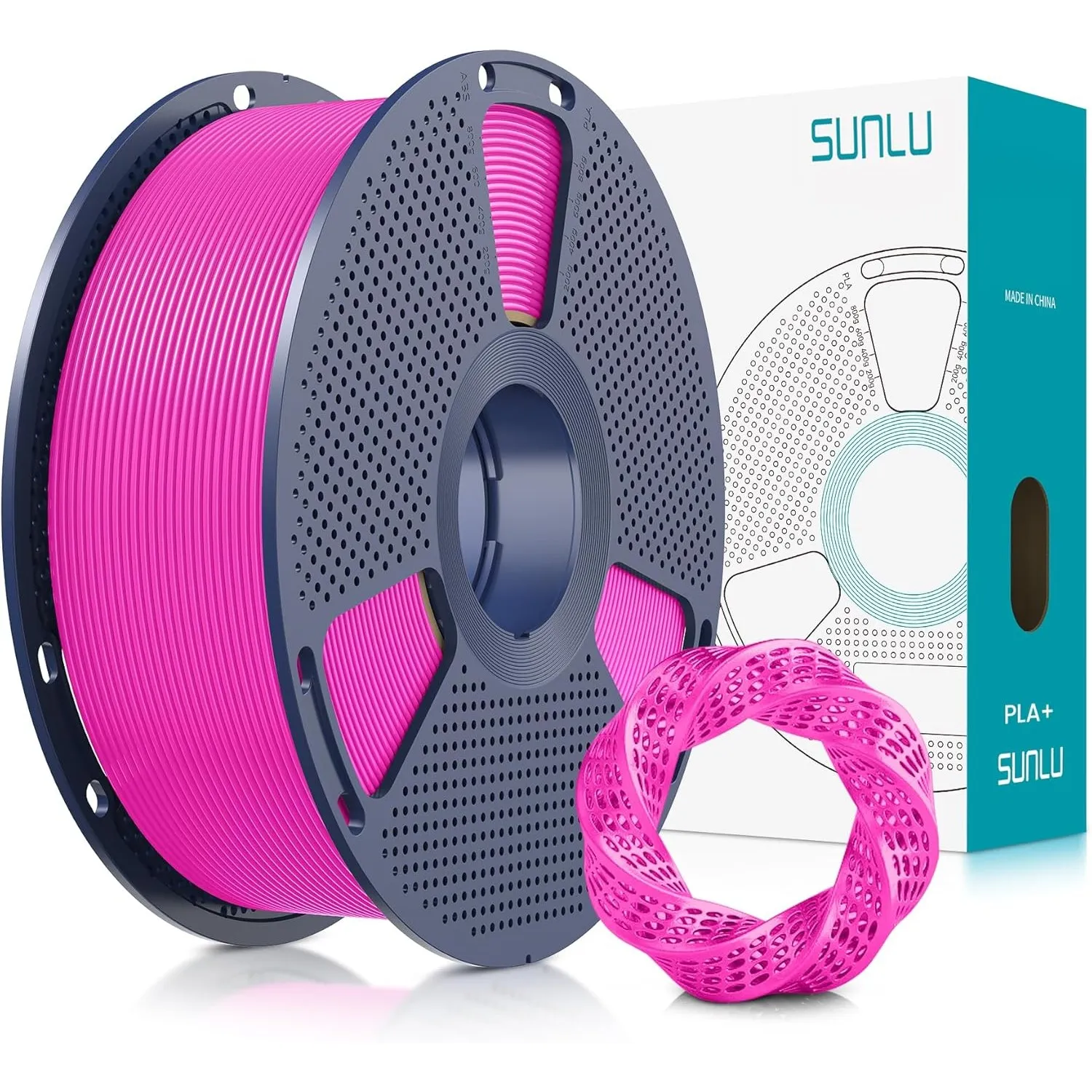 SUNLU PLA+ Filament 1.75mm, PLA Plus 3D Drucker Filament, Härter und Stärker 3D Druck Filament PLA+, Neatly Wound, Maßg…