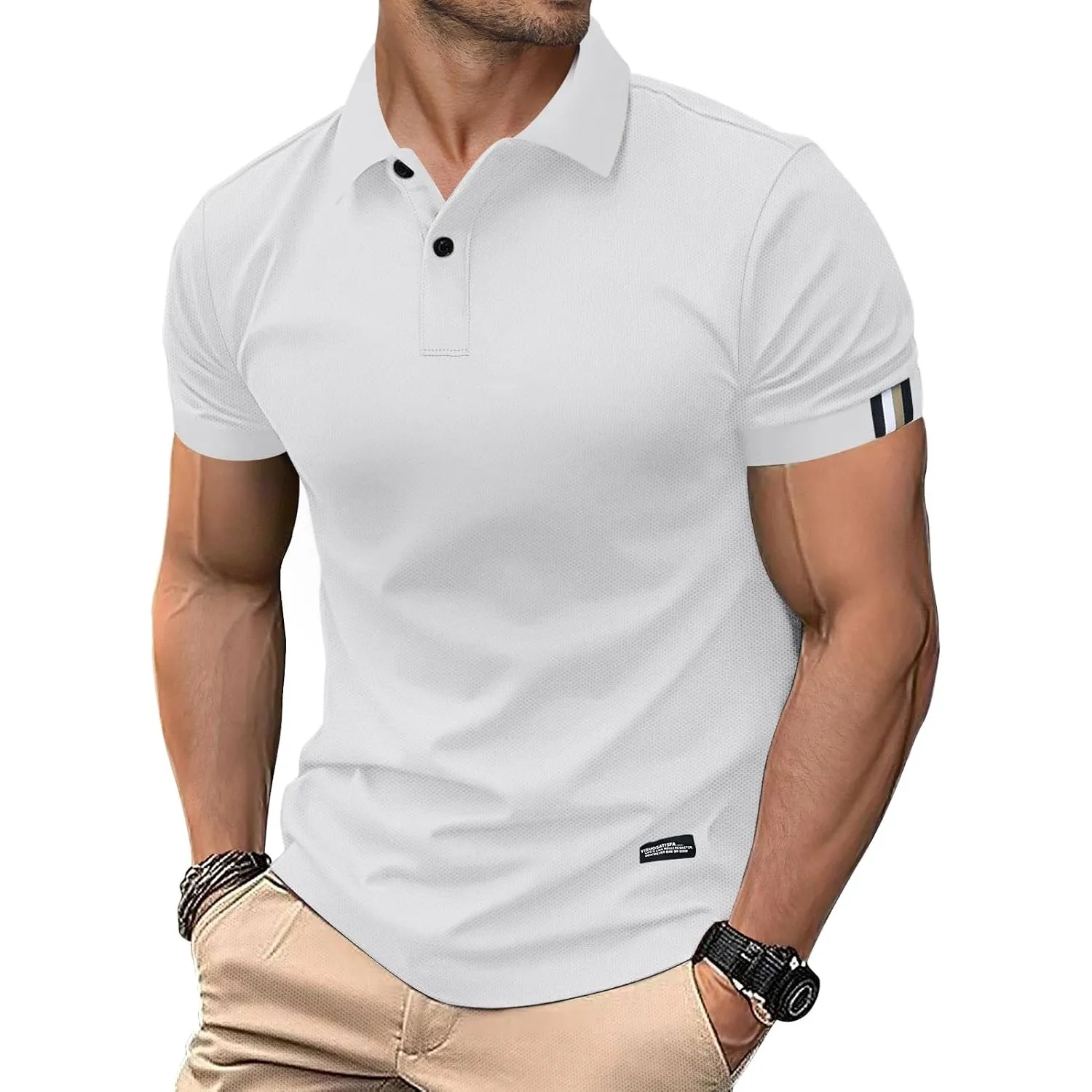 HMIYA Herren Poloshirt Kurzarm Männer Sommer Knopfleiste T-Shirts Basic Golf Polohemd