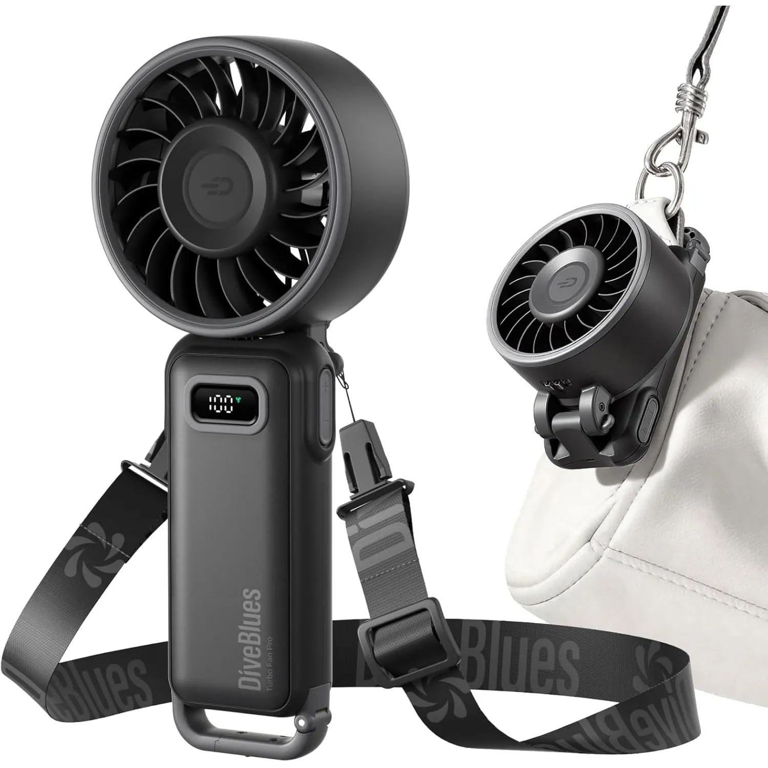 Diveblues - Handventilator Akku Aufladbar - 100 Stunfen Mini Ventilator Leistungsstarker Luftstrom mit Turbo-Technologi…