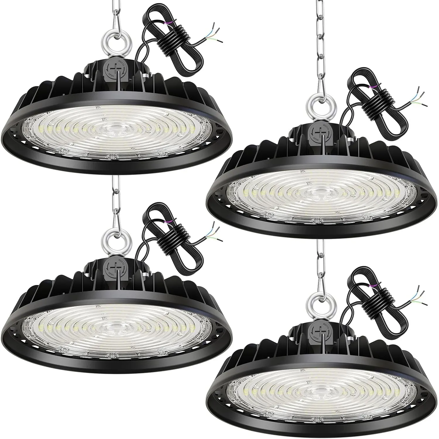 4 Stück 200W UFO LED Werkstattlampe 0-10V Dimmbare 4000K