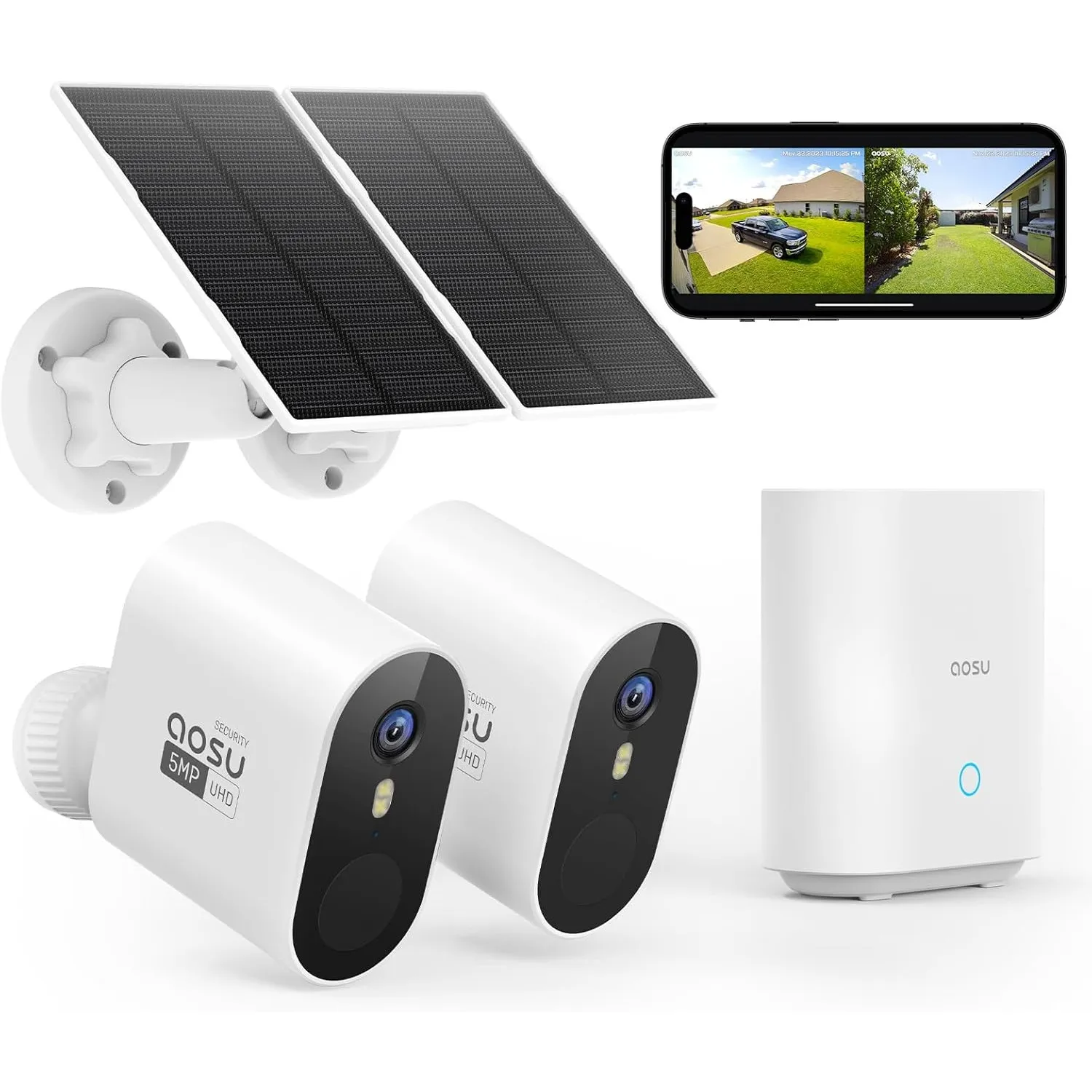aosu 3K Überwachungskamera Aussen Solar Akku Kit, 32G Lokal, 365 Tage, PIR | Ohne Abo Nötig, 166° Weitwinkel (mehr sehe…