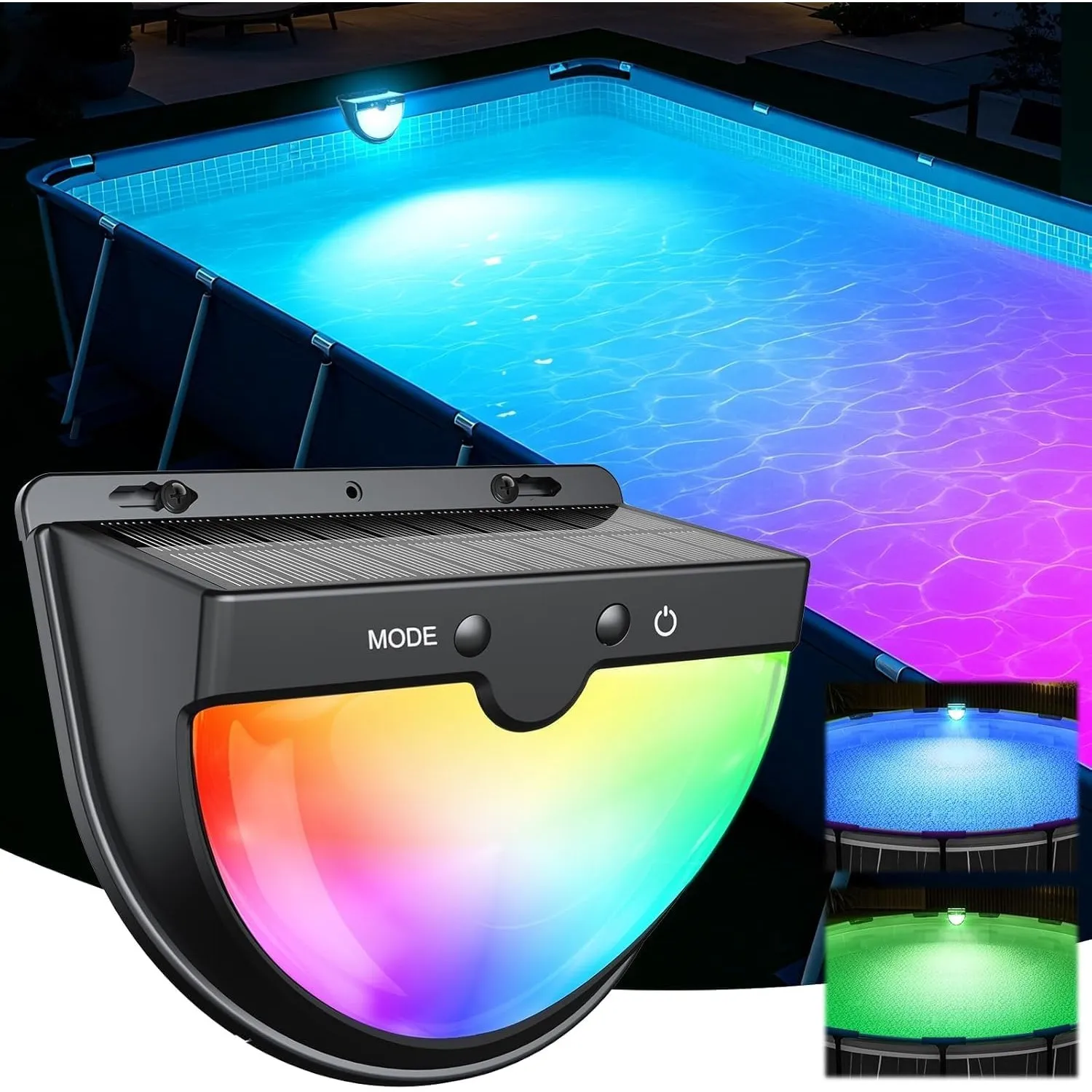 PoolLeader 2026 Neu Poolbeleuchtung Solar, Pool Lichter Solar für Metallrahmen-Aufstellpool, LED Poolbeleuchtung mit Me…