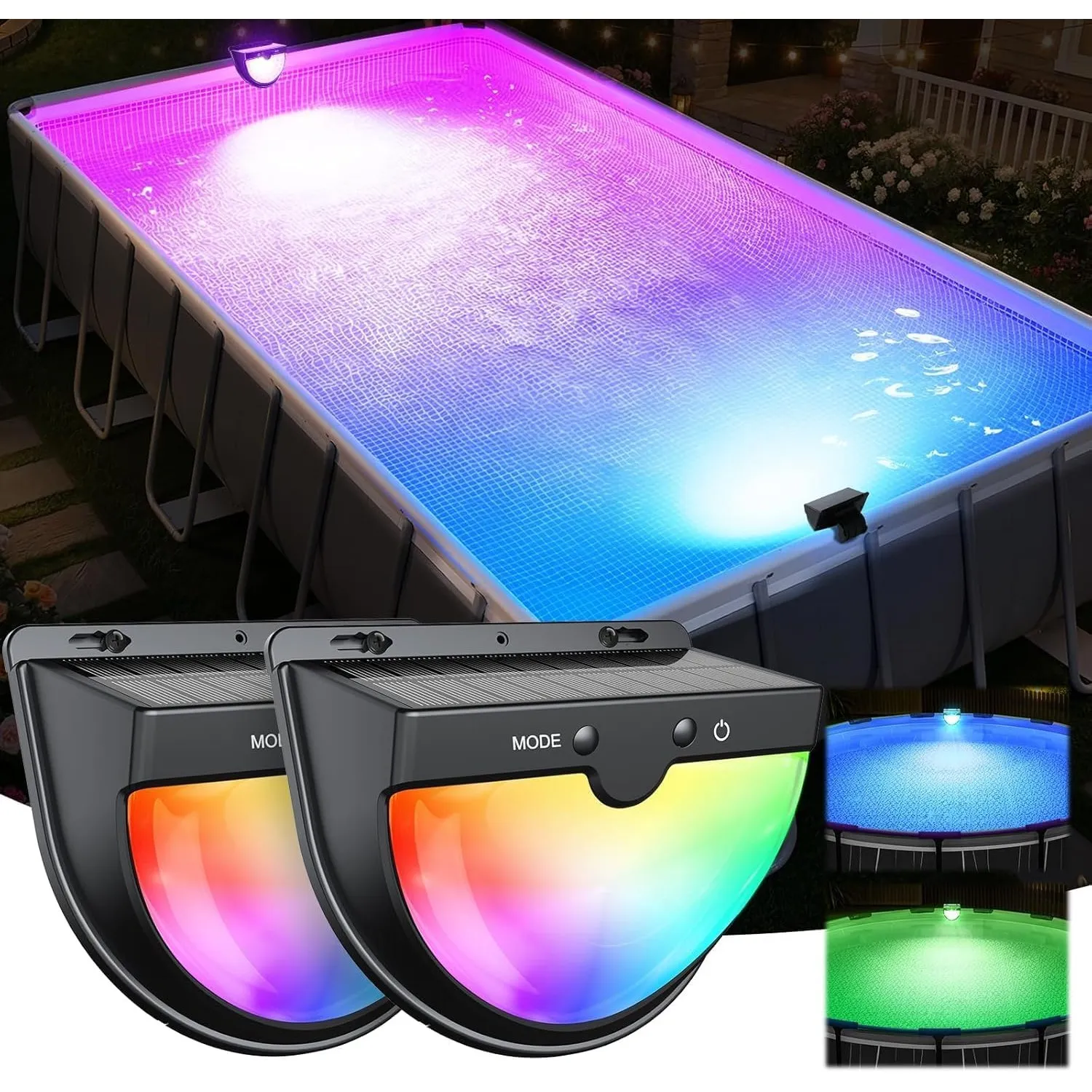 PoolLeader 2026 Neu Poolbeleuchtung Solar, Pool Lichter Solar für Metallrahmen-Aufstellpool, LED Poolbeleuchtung mit Me…