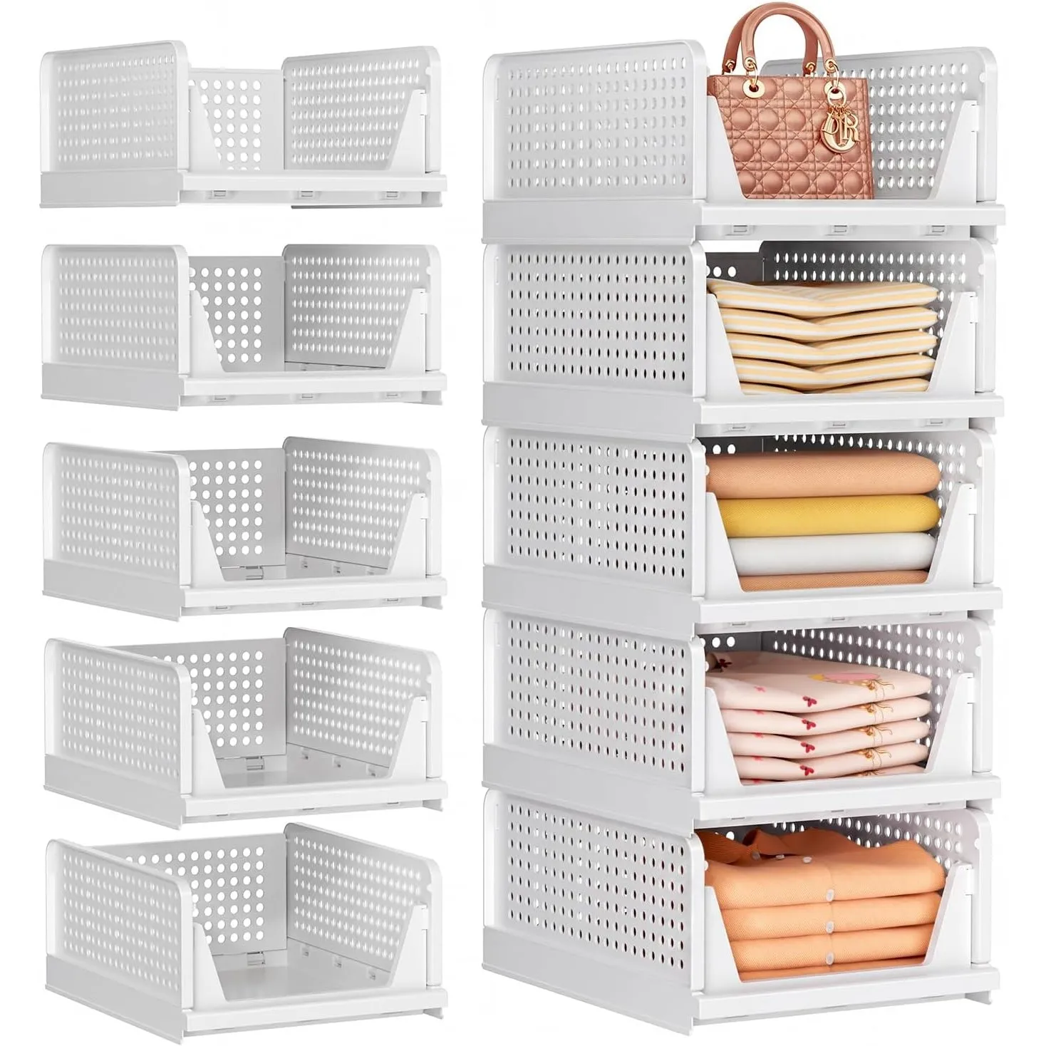 SNSLXH 5er Pack Kleiderschrank Organizer, Faltbare Schrank Organizer