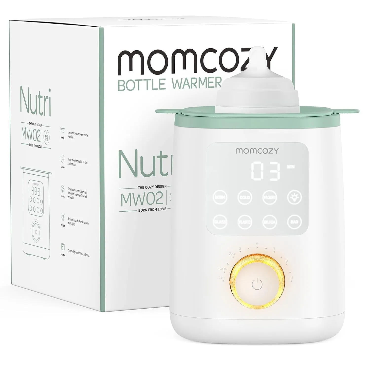 Momcozy Flaschenwärmer Baby | präziser Temperaturkontrolle & Nachtlicht | 9-in-1 Faschenwärmer | Schnellaufheizung, aut…