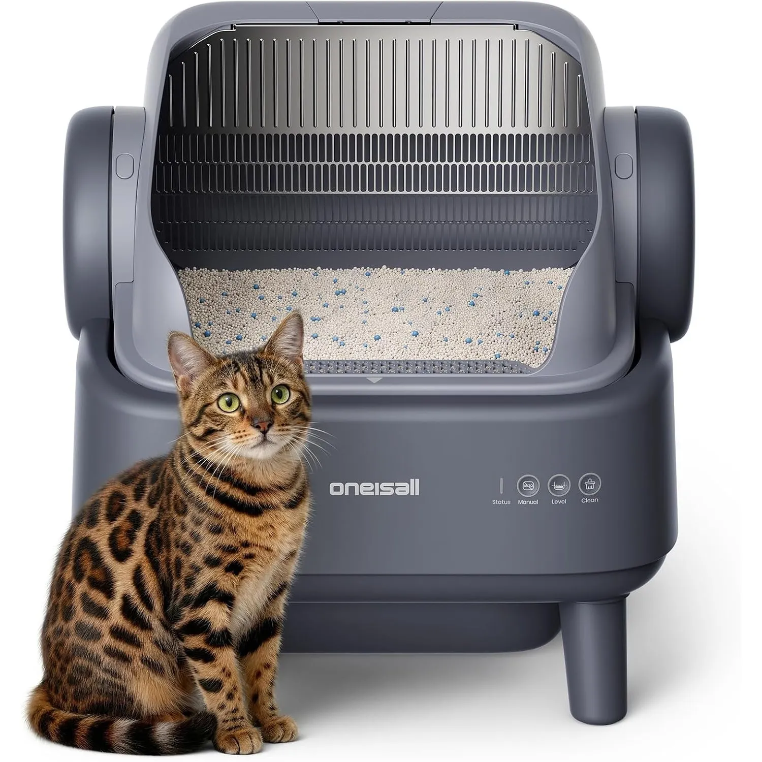 oneisall katzenklo selbstreinigend automatisch offen, katzenklo mit EaseClean™ System, selbstreinigende katzentoilette …