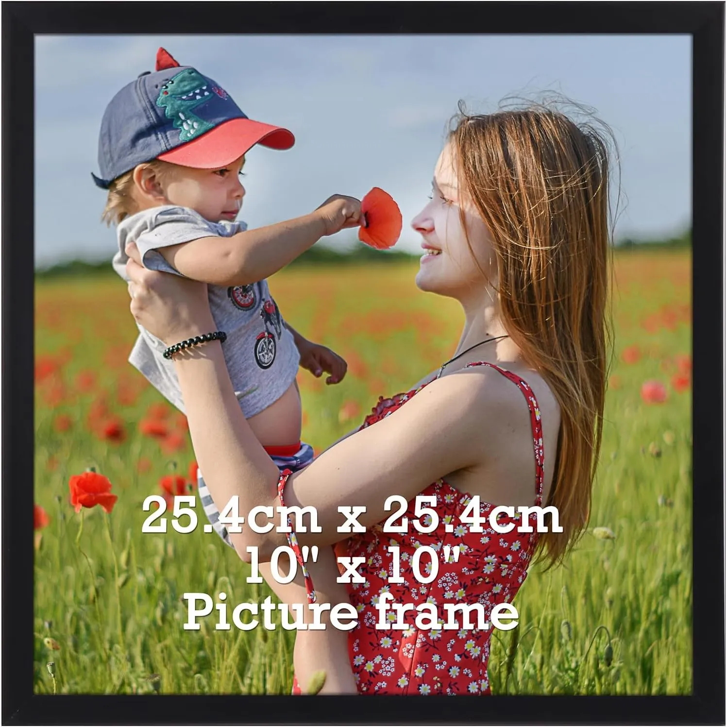 Bilderrahmen 25x25 cm, 1 Stück schwarzer quadratischer Fotorahmen, für 25x25 cm Fotos und Kunstwerke, für Wand- und Tis…