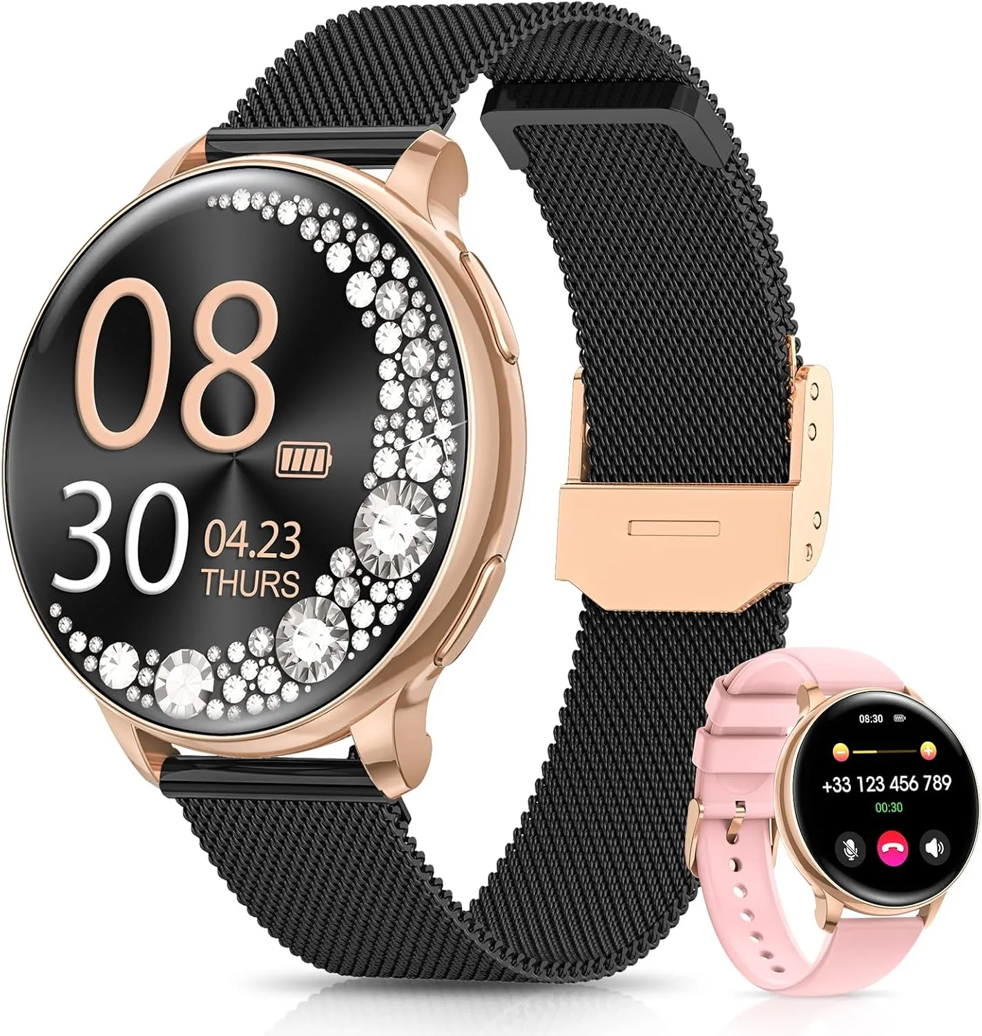 RUXINGX Women's Smartwatch 1.27 Inch Smart Watch Round with Phone Function, 24H SpO2 Heart Rate Monitor Fitness Watch w…