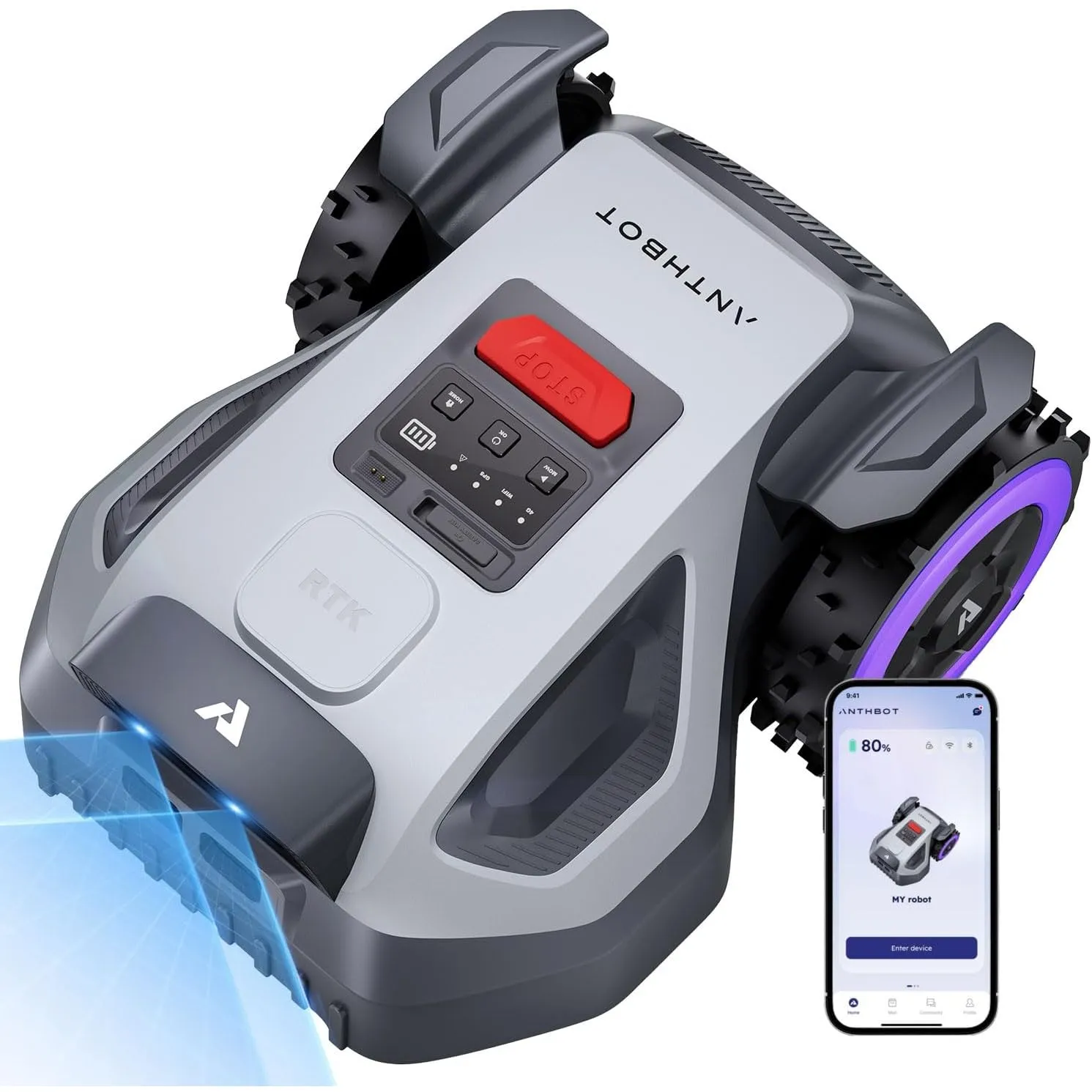 ANTHBOT M9 Mähroboter ohne Begrenzungskabel, Neuer Genie mit NRTK-Navigation & Dual-Vision, bis 900 m² (max. 1200 m²), …