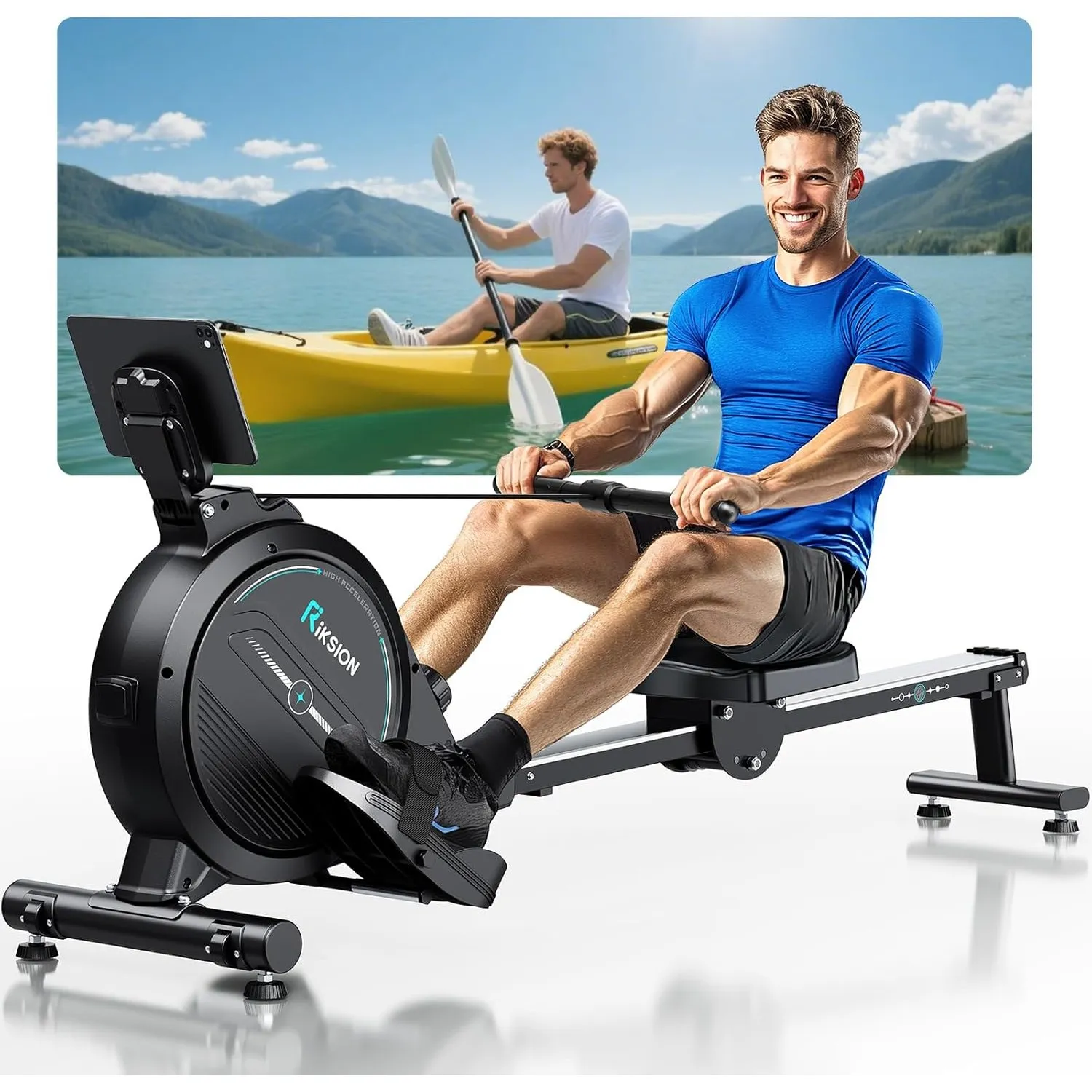 [2026 Neu] Rudergerät für Zuhause mit Magnet-Fitnesstrainer,Rudergerät 16 Stufen Widerstand, Indoor-Gerät für das Home-…