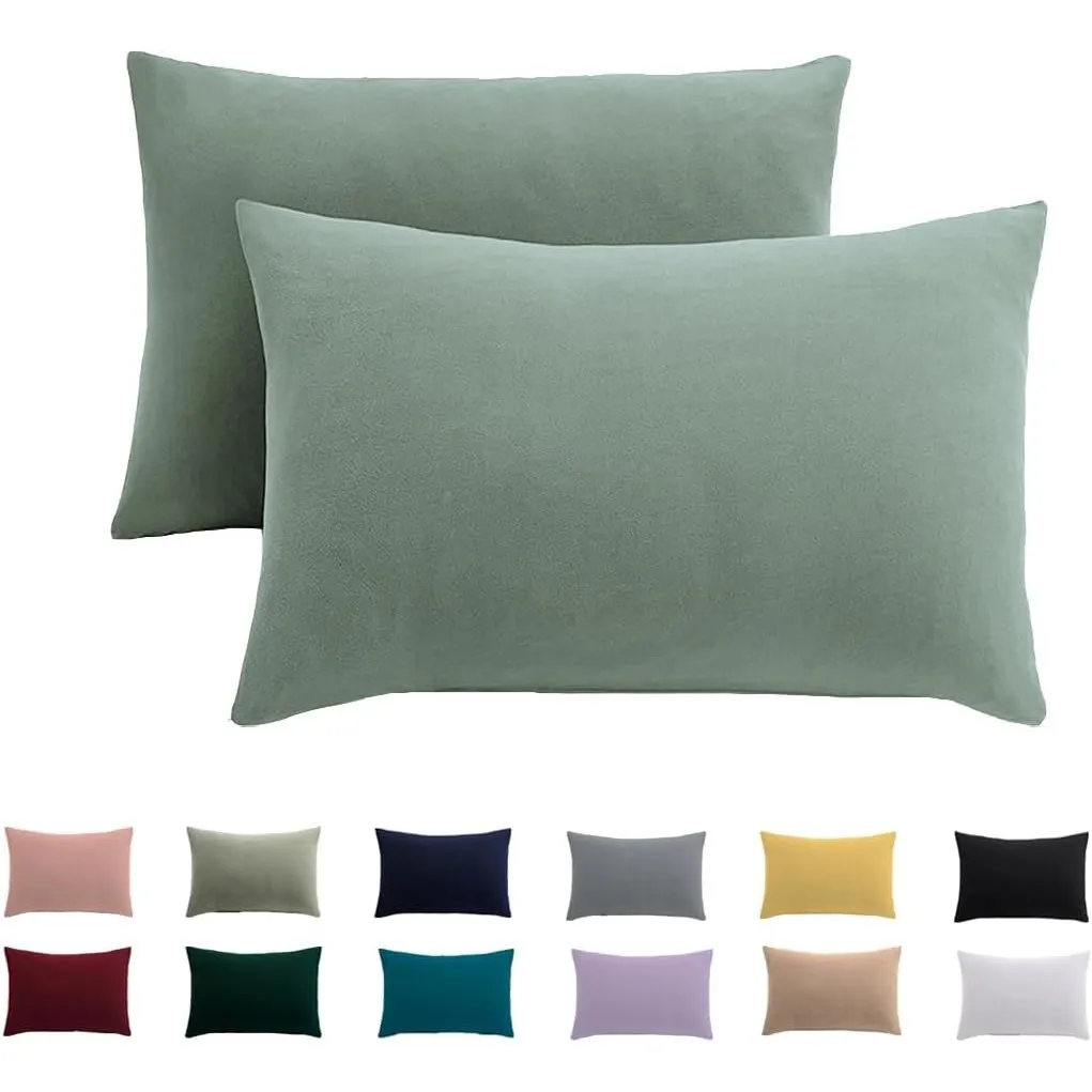 Kissenbezug 70x90 2er Set - Kopfkissenbezug 70 x 90 cm Hellgrün Für Kissen 100% Mikrofaser Kissenhülle Bügelfrei & Knit…