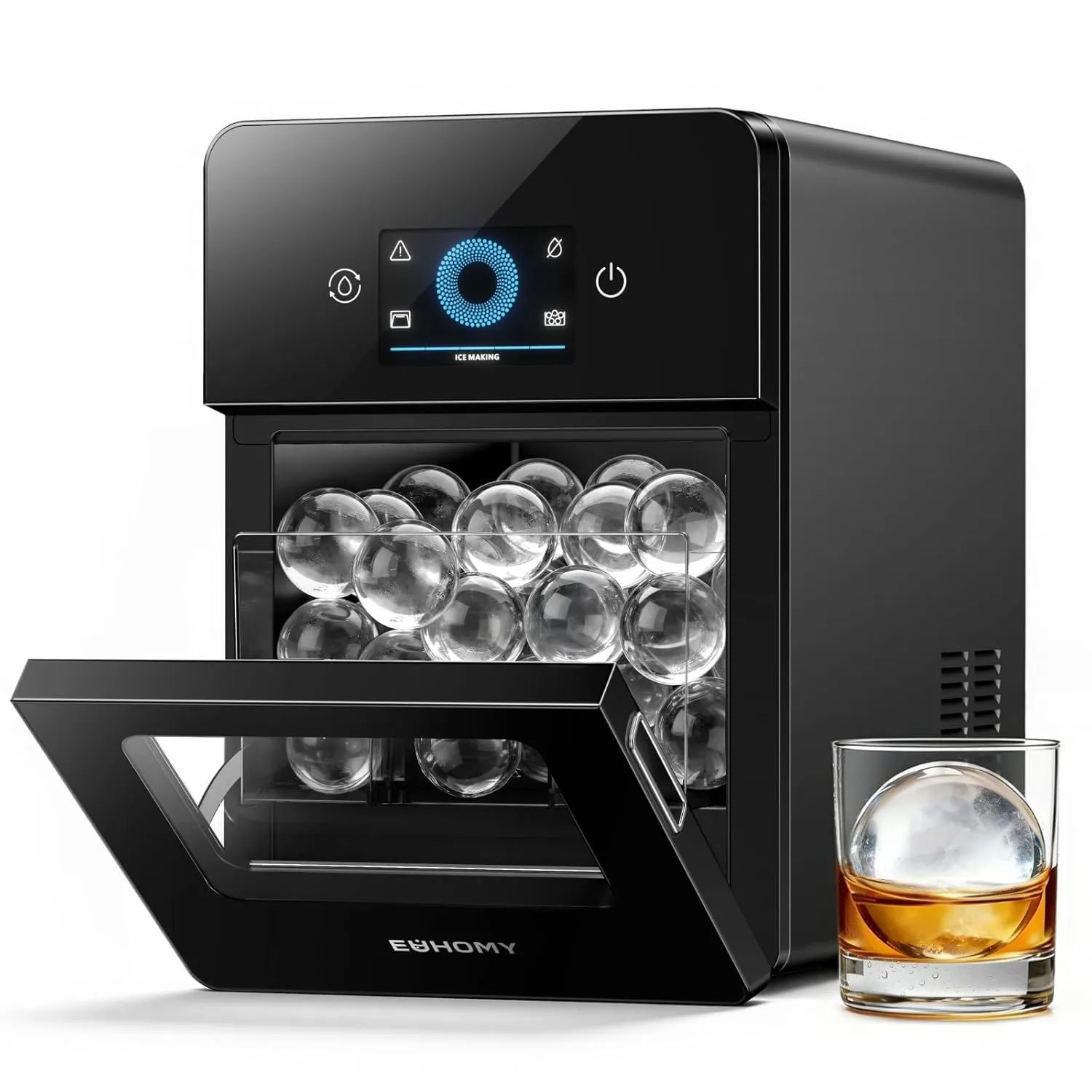 EUHOMY Ball Shaped Ice Cube Machine, Ice Cube Maker for Large Ice Balls - 108 Pieces/Day Self-Cleaning Ice Ball Machine…
