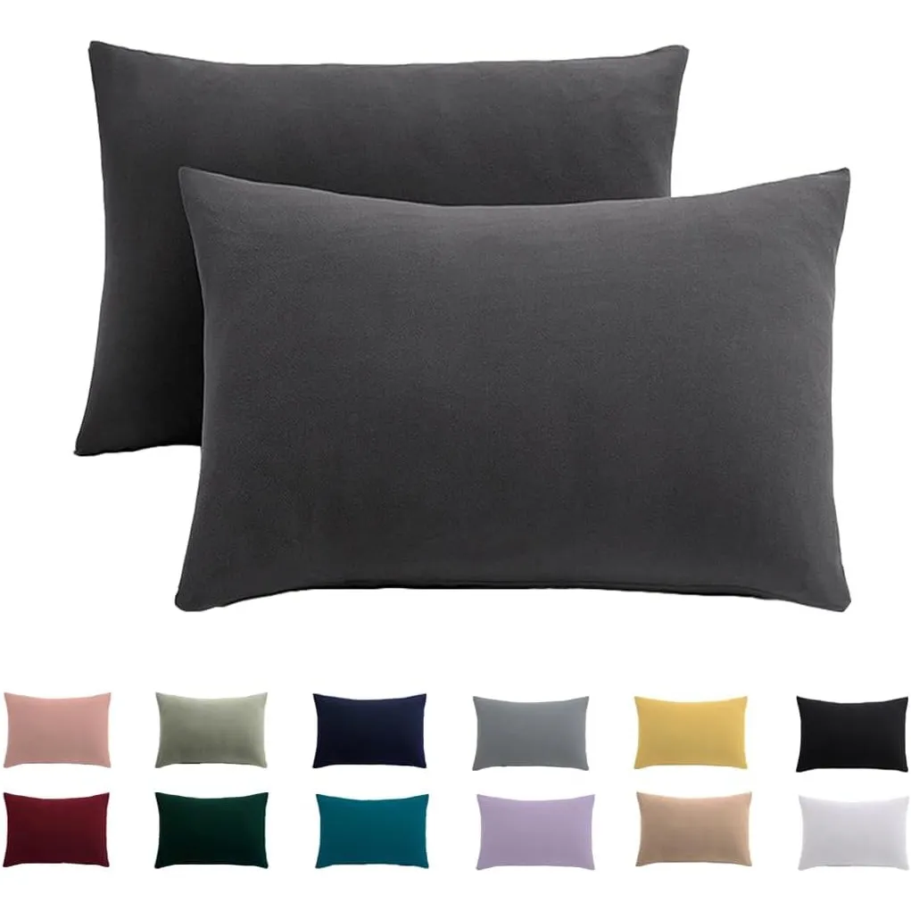 Kissenbezug 70x90 2er Set - Kopfkissenbezug 70 x 90 cm Anthrazit Für Kissen 100% Mikrofaser Kissenhülle Bügelfrei & Kni…