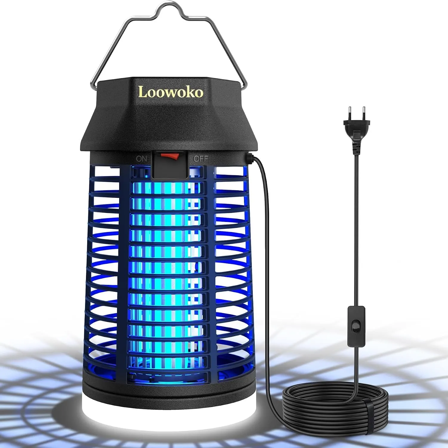 Insektenvernichter Elektrisch Mit 3 m Verlängertem Kabel, 4200V Mückenlampe Mit LED-Licht, Wasserdicht Fliegenfalle Ele…