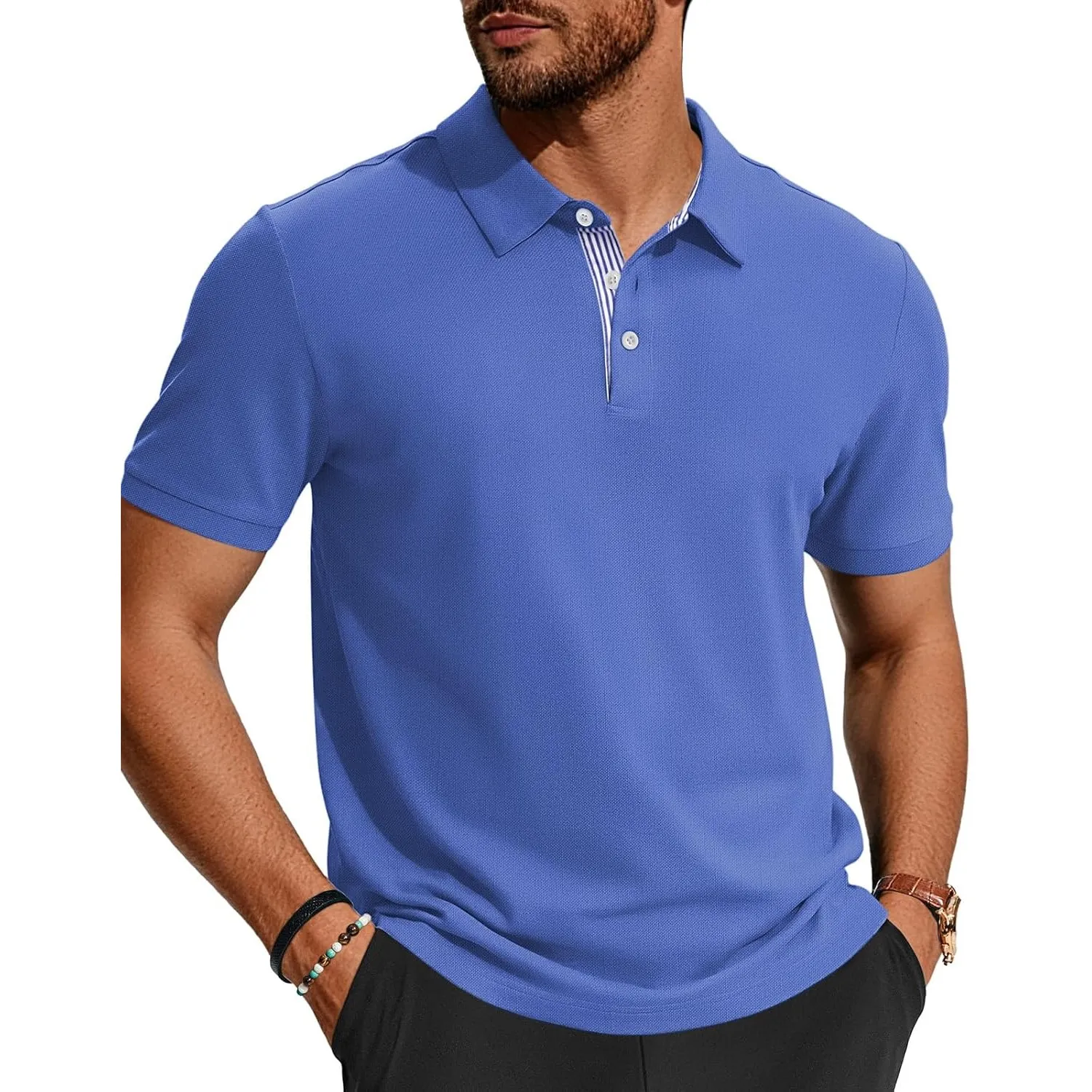 Herren Poloshirts-Business Kurzarm Polo Shirts 100% Baumwolle Sommer Freizeit T-Shirt Klassisches