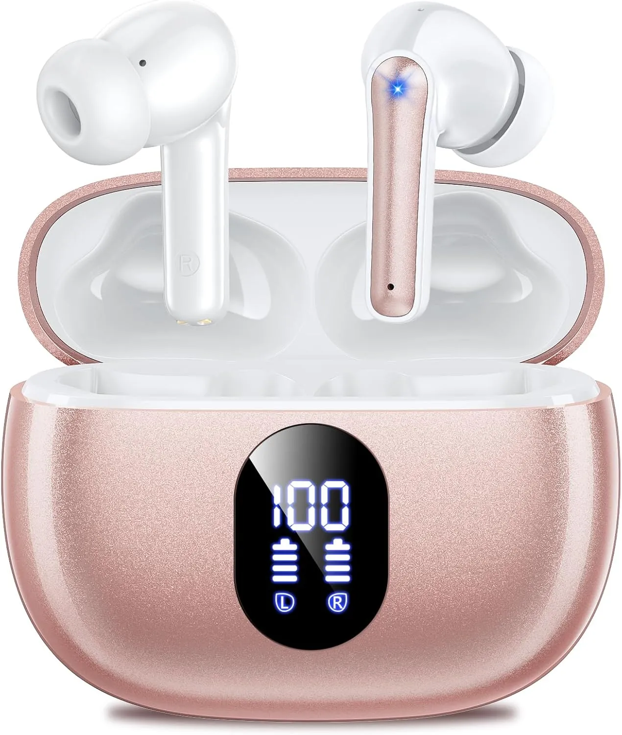 ZZU Bluetooth Headphones, Wireless Bluetooth 5.4, 2026 In-Ear Headphones with 4 ENC Noise Cancelling Mic, LED Display &…