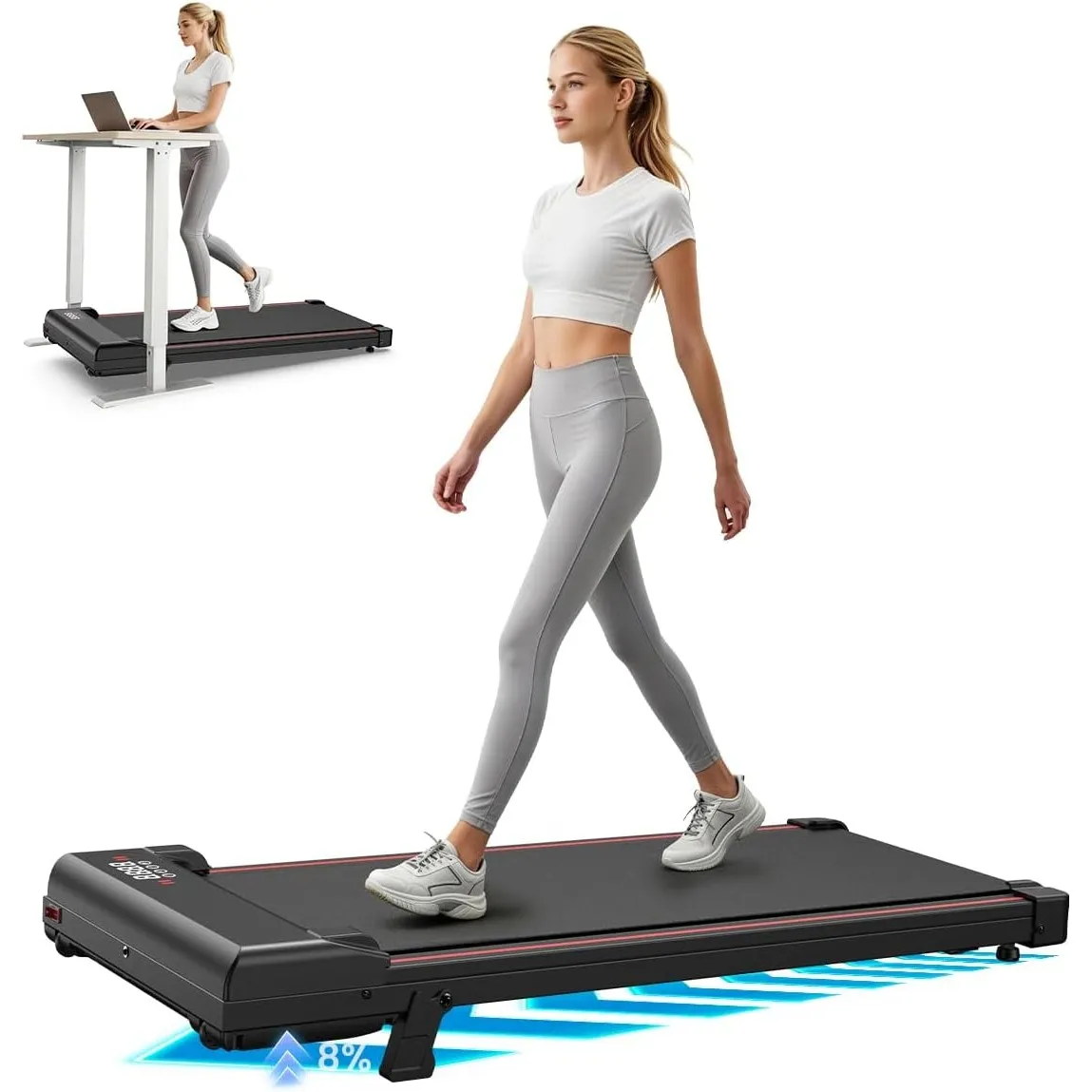 HomeFitnessCode Laufband Walking Pad mit Neigung für Zuhause Klein Laufpad