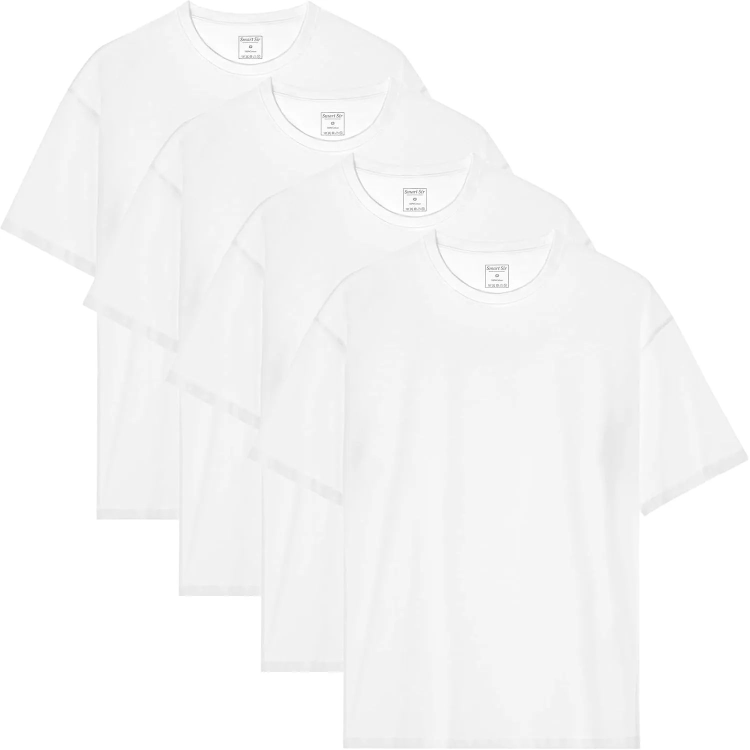 Smart Sir T-Shirt Herren 4 Pack 100% Baumwolle, Kurzarm Einfarbig