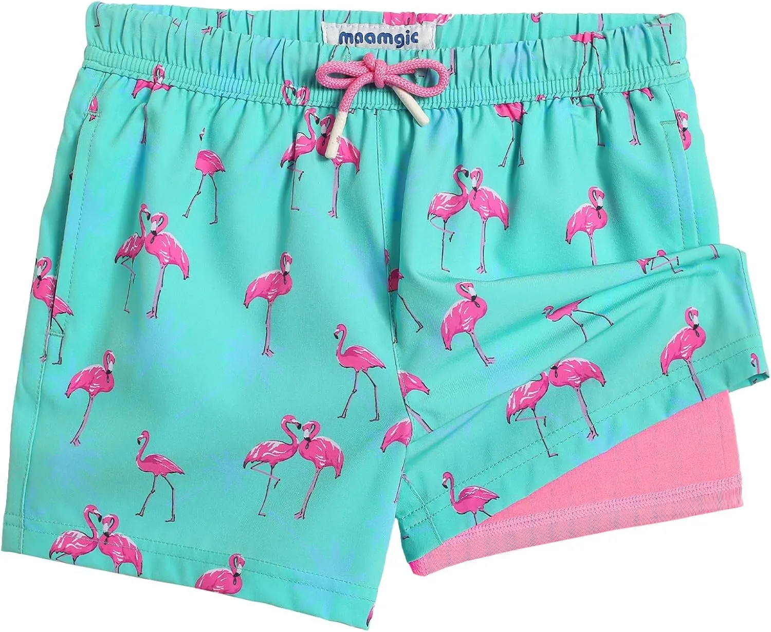 MaaMgic Boys Swimming Shorts 2 in 1 Boxer Brief Compression Liner Toddler Swim Trunks Stretchy Quick Dry Anti Chafe Swi…