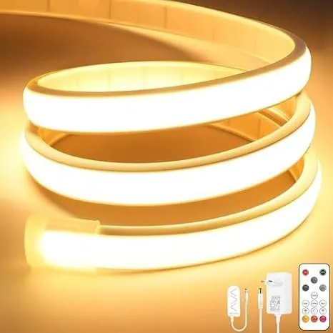 Lamomo COB LED Streifen, Warmweiss Dimmbar 3M LED Strip mit Fernbedienung, 3000K Selbstklebend Wasserdicht Neon Led Lei…
