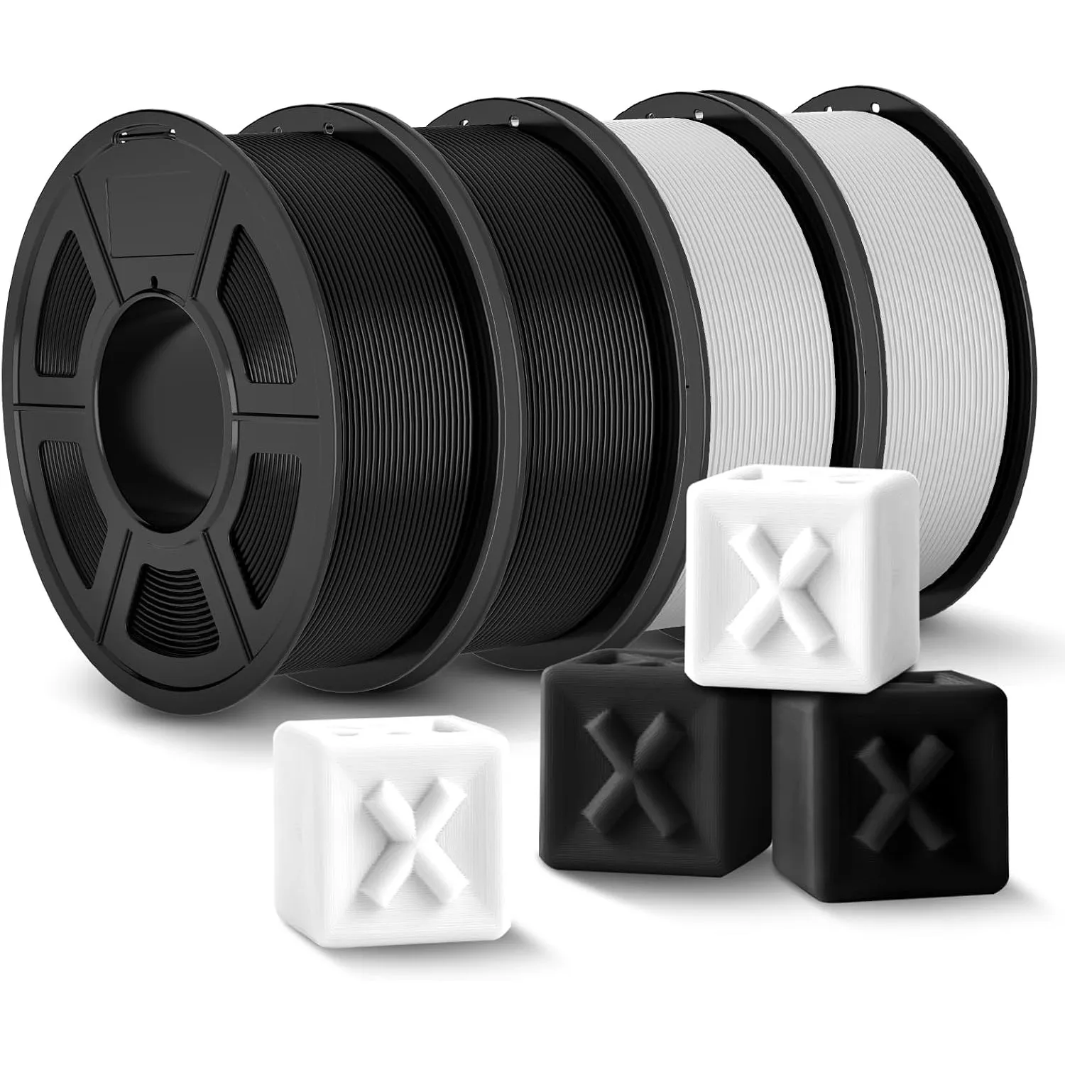 JAYO PLA+ Filament 1.75mm Bundle Schwarz/Weiß 4.4KG, PLA Plus 3D Filament | Erhöhte Zähigkeit, Verstopft Nicht, Neatly …