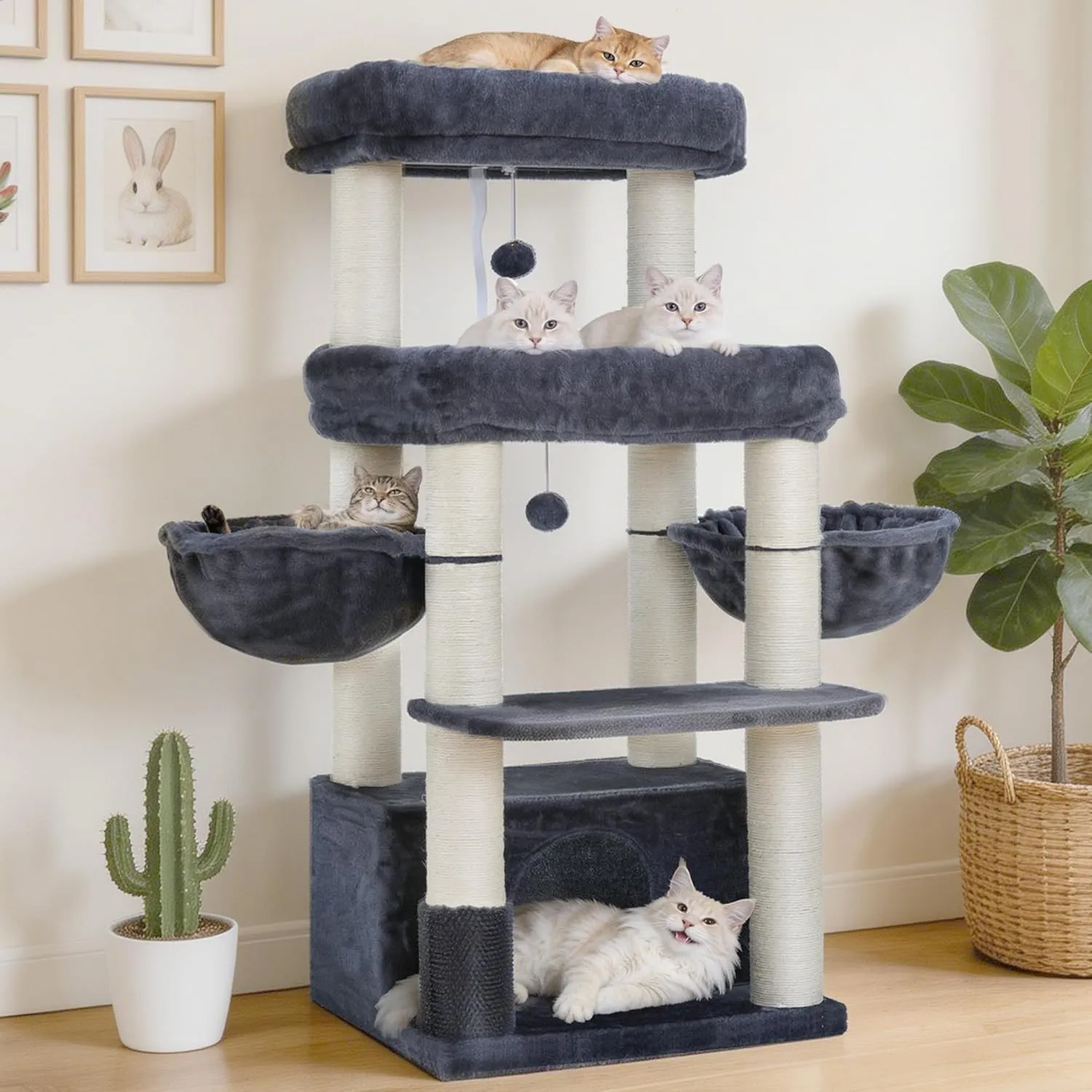 Hey-brother Kratzbaum für große Katzen, mit 8cm Dicke Sisalpfosten, MPJ02G