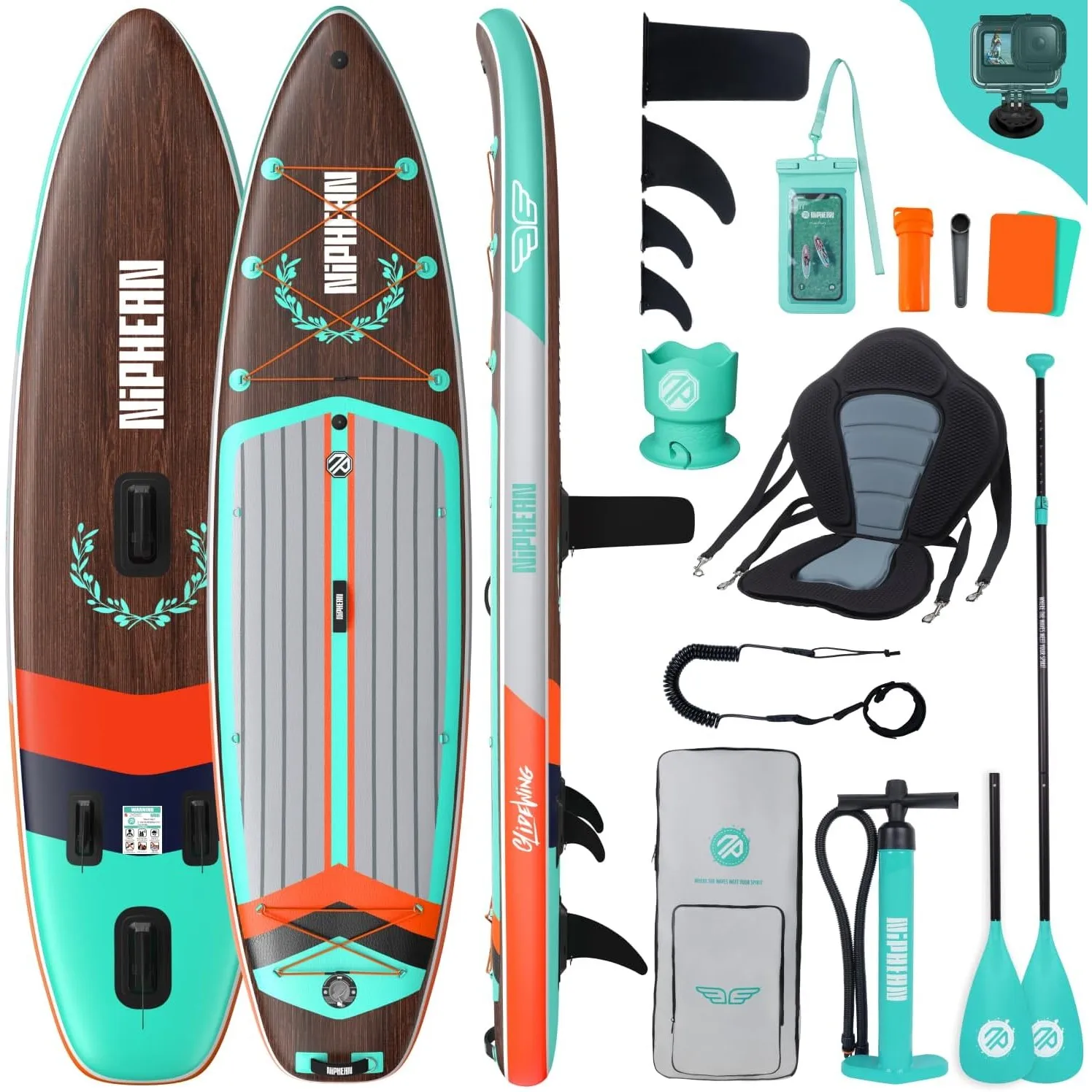 Niphean (Extra Groß) Stand Up Paddling Board, SUP für 2+1 Personen/Familien, SUP Board mit (Anfängergeeignet) StabilTra…