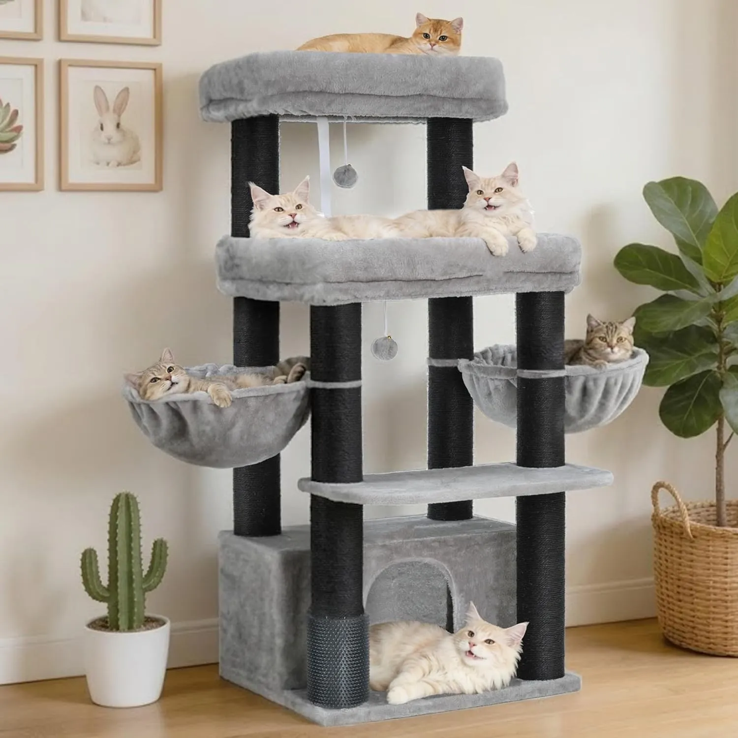 Hey-brother Kratzbaum für große Katzen, mit 8cm Dicke Sisalpfosten, MPJ02W