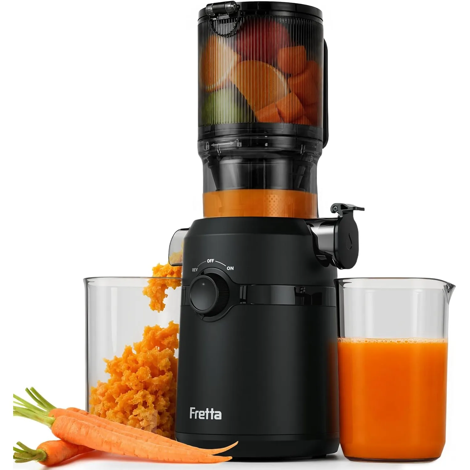 Fretta Entsafter,Slow Juicer mit Größere Fütterungsröhre, für ganze Gemüse und Obst,BPA-frei Tritan-Material Entsafter,…