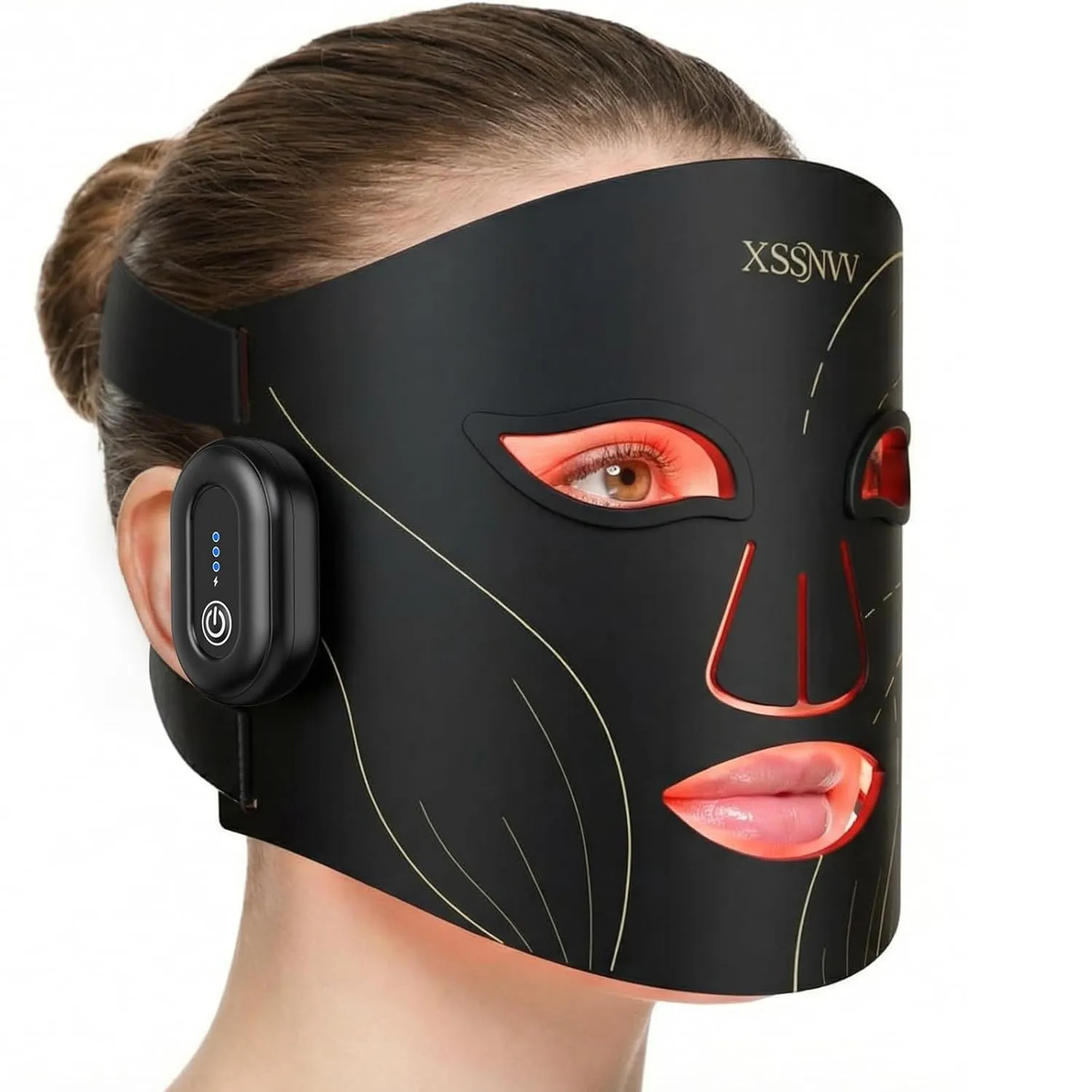 LED Maske Gesicht, Kabellos Lichttherapie Gesichtsmaske, 4 Modi für Anti-Aging, Hautklärung, Entzündungshemmend, Beruhi…