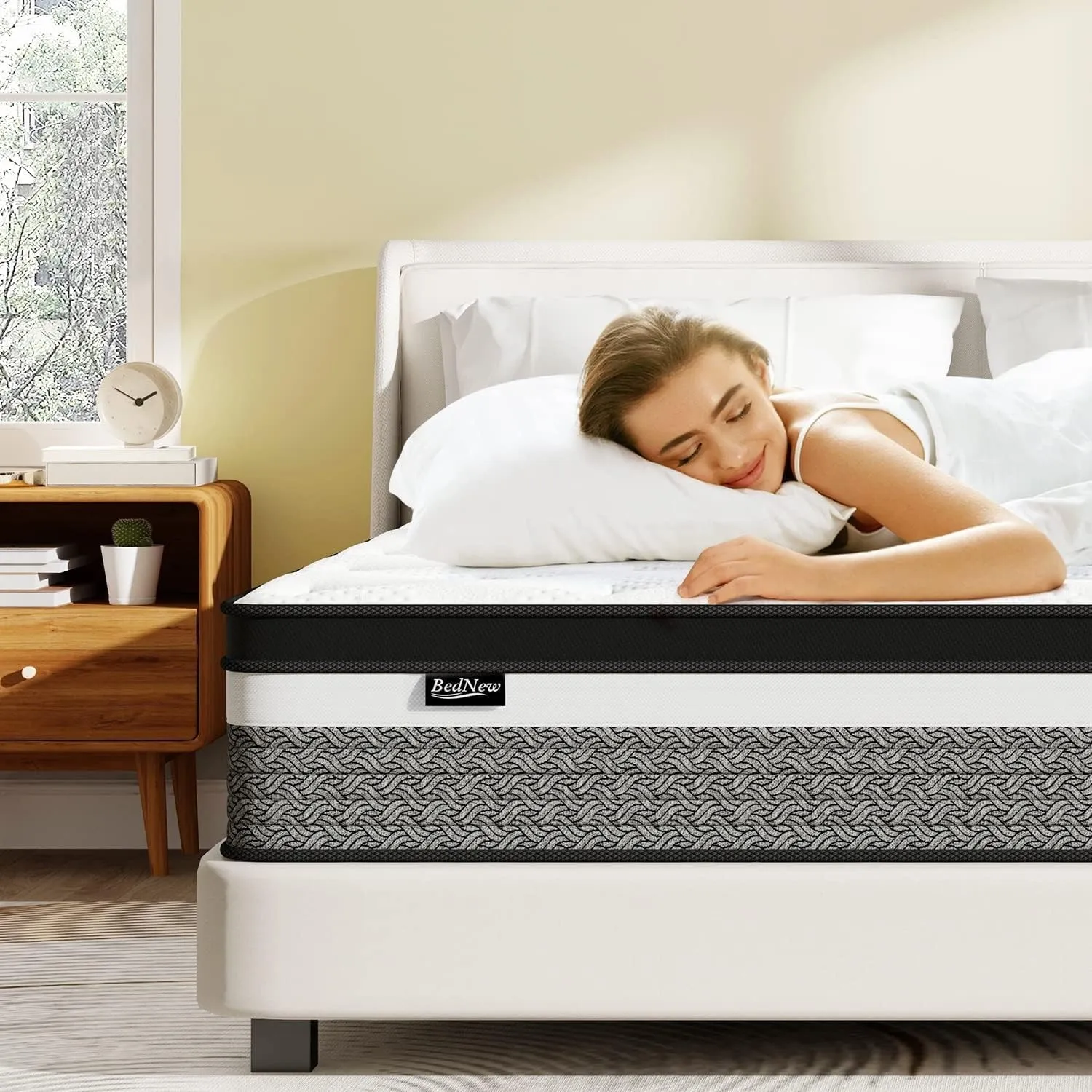 Federkernmatratze 36cm, H3, 7-Zonen Orthopädische Taschenfederkernmatratze mit Comfort Memory-Schaum Schicht (140x200x3…