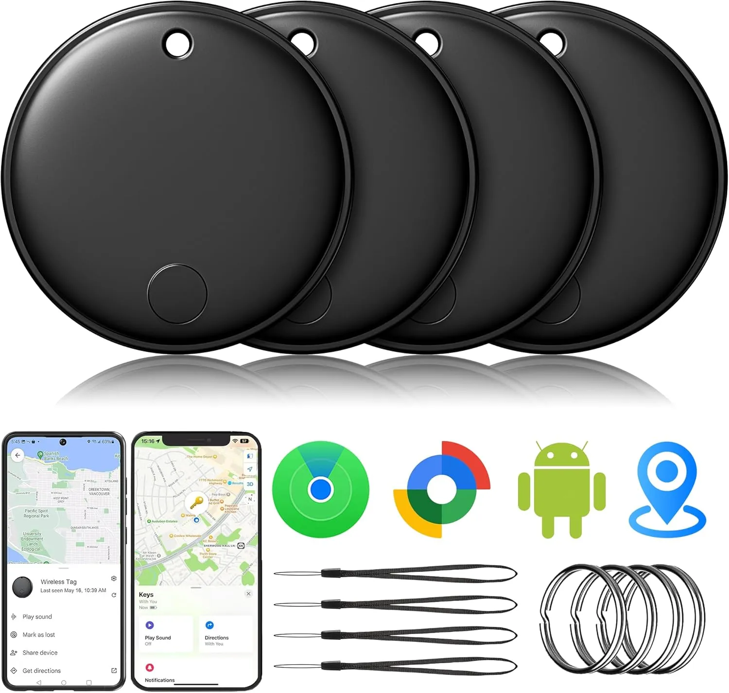 2026 Air Tracker Smart Tag für Android & iOS-4er Pack, Neu Dual-System Bluetooth Tracker kompatibel mit Apple Wo ist? &…