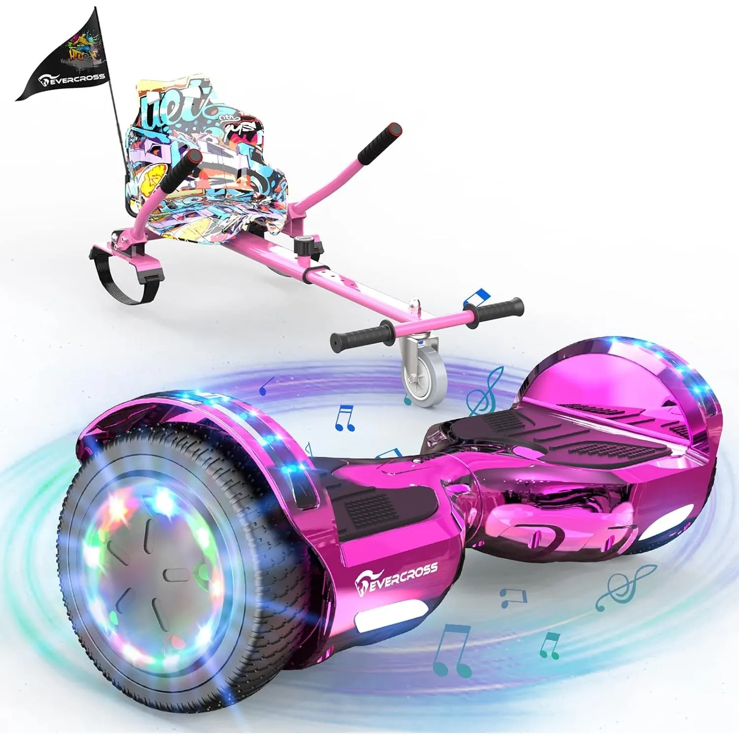EVERCROSS 6,5″ Hoverboards mit Sitz, 4 Ah Batterie, Bluetooth, LED