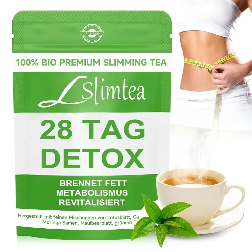 Detox Tee zum Abnehmen & Bauchfett Verbrennen – 28 Tage Stoffwechsel-Kur mit Lotusblatt, Moringa & Grüntee – Natürliche…