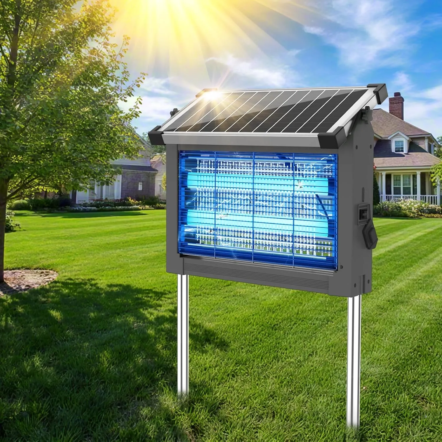 Anysun Solar Insektenvernichter, 4500V Mückenlampe Außen mit 4000mAh Akku | USB Wiederaufladbar, IPX5, Dämmerungssensor…