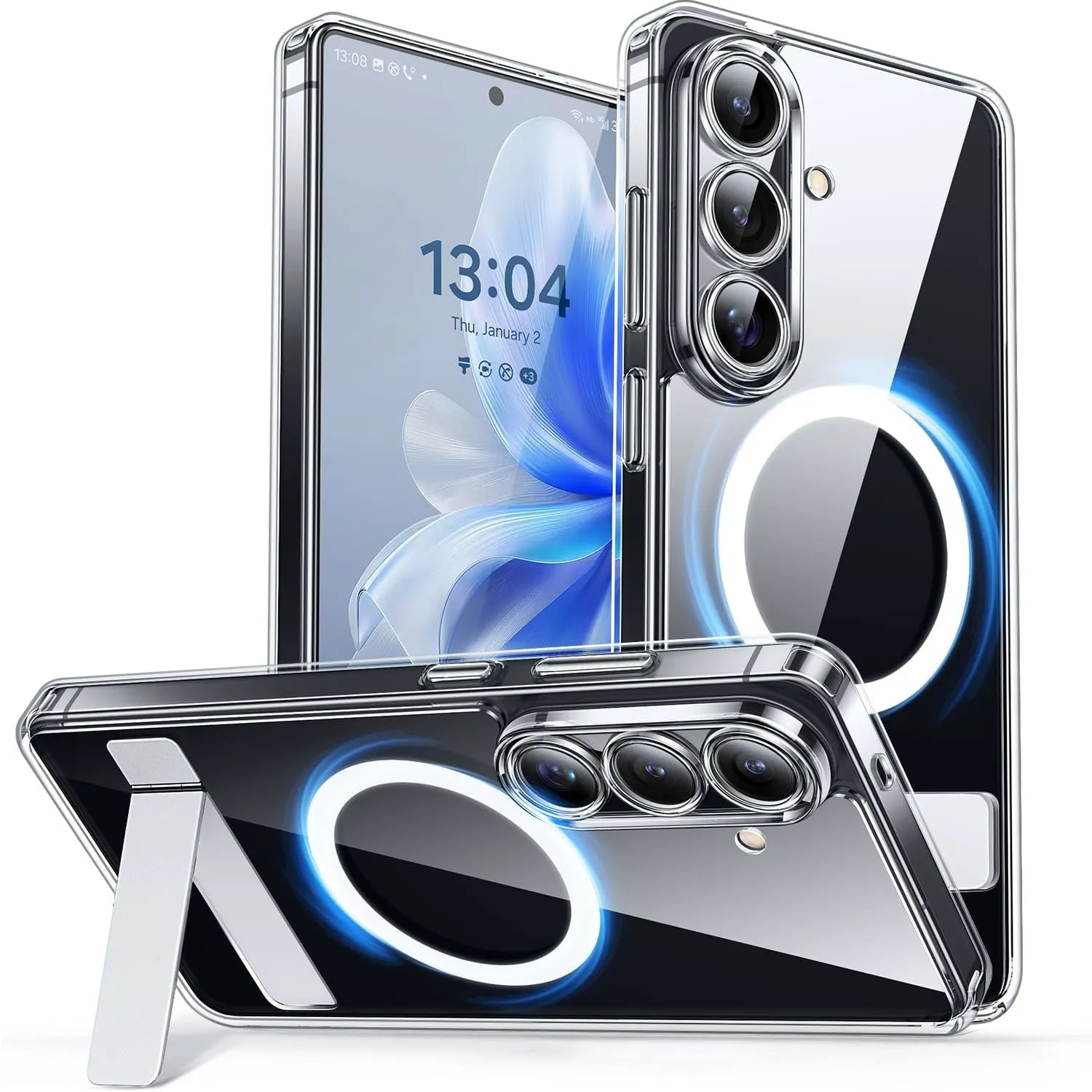 CANSHN für Samsung Galaxy S26 Hülle mit Ständer - Durchsichtig