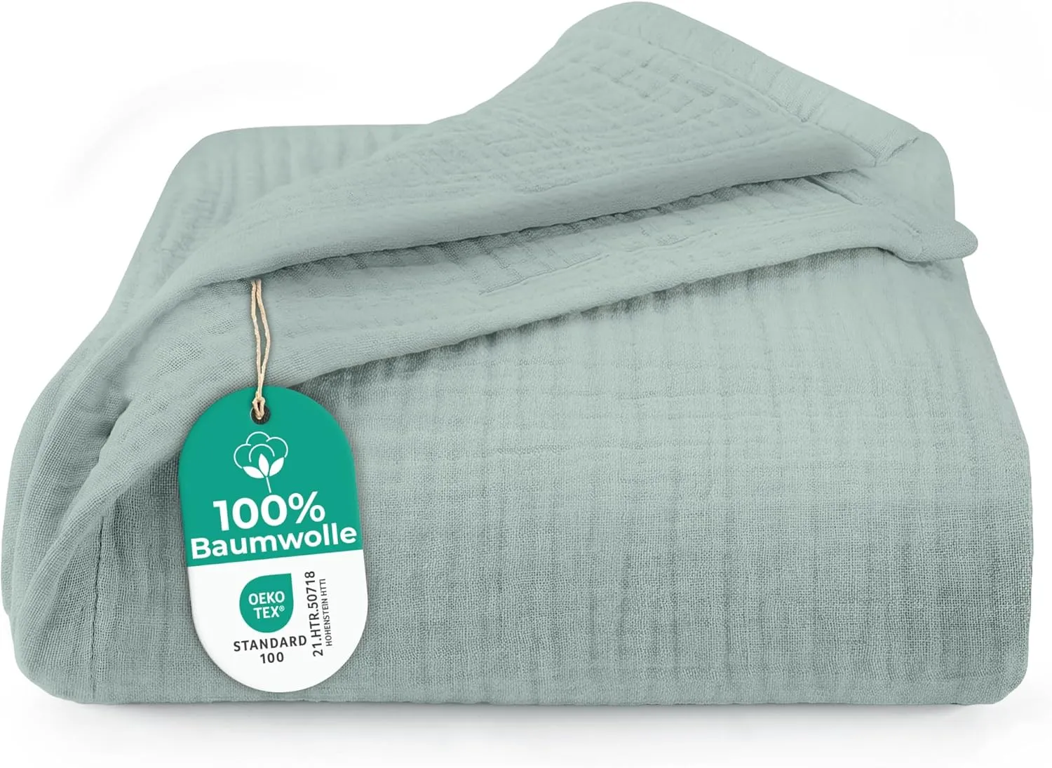 Dreamzie Musselin Tagesdecke 150x200 cm – Baumwolldecke Oeko-Tex Zertifiziert – Atmungsaktive Kuscheldecke – leichte Ku…