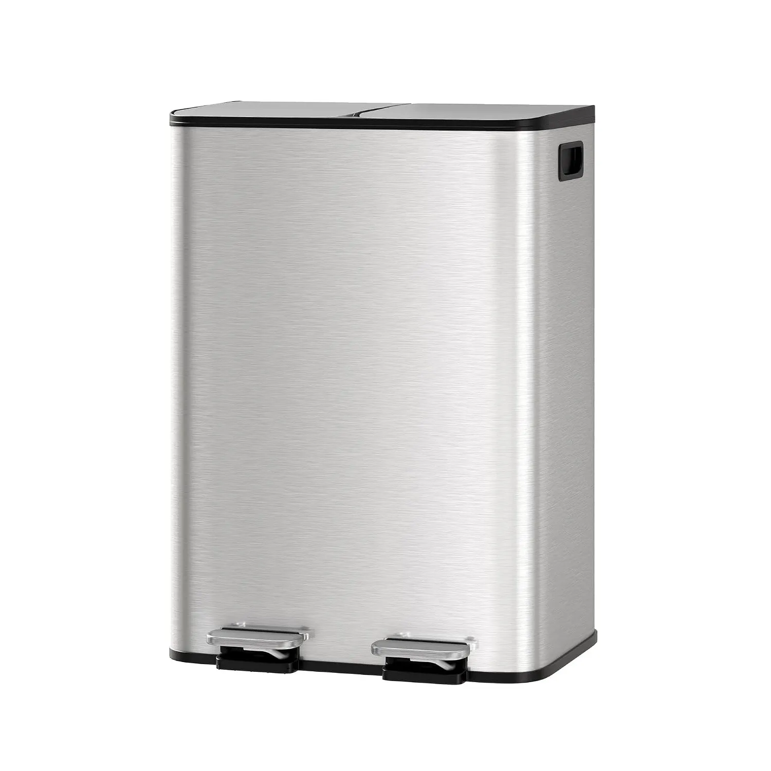 GarveeHome Mülleimer Küche, 2 x 30 L, Mülltrennsystem 2 Fächer, Edelstahl-Tretmülleimer mit Seitlichem Griff, Soft-Clos…