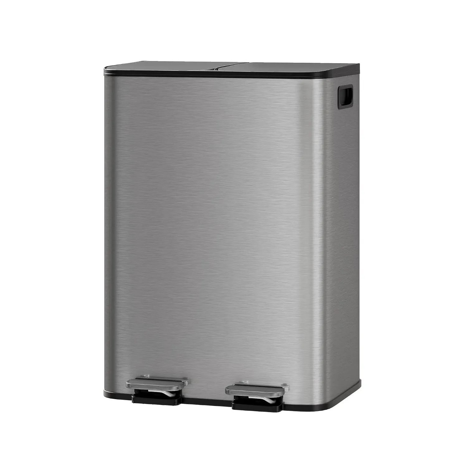 GarveeHome Mülleimer Küche, 2 x 30 L, Mülltrennsystem 2 Fächer, Metall-Tretmülleimer mit Seitlichem Griff, Soft-Close-D…