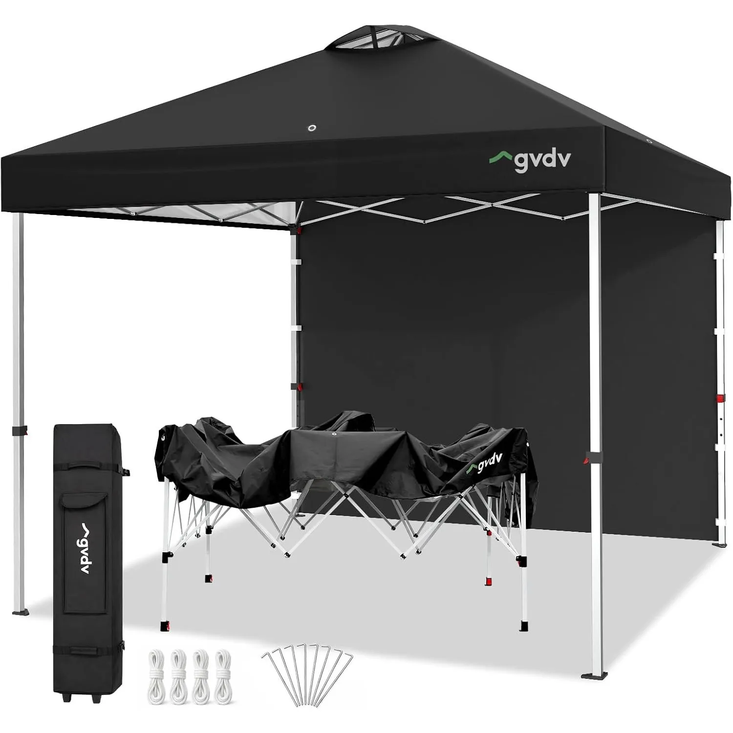 GVDV Pavillon 3x3 - Pop Up Faltpavillon Wasserdicht Stabil mit Seitenwand & Rollentasche, Höhenverstellbar, UPF 50+ Son…