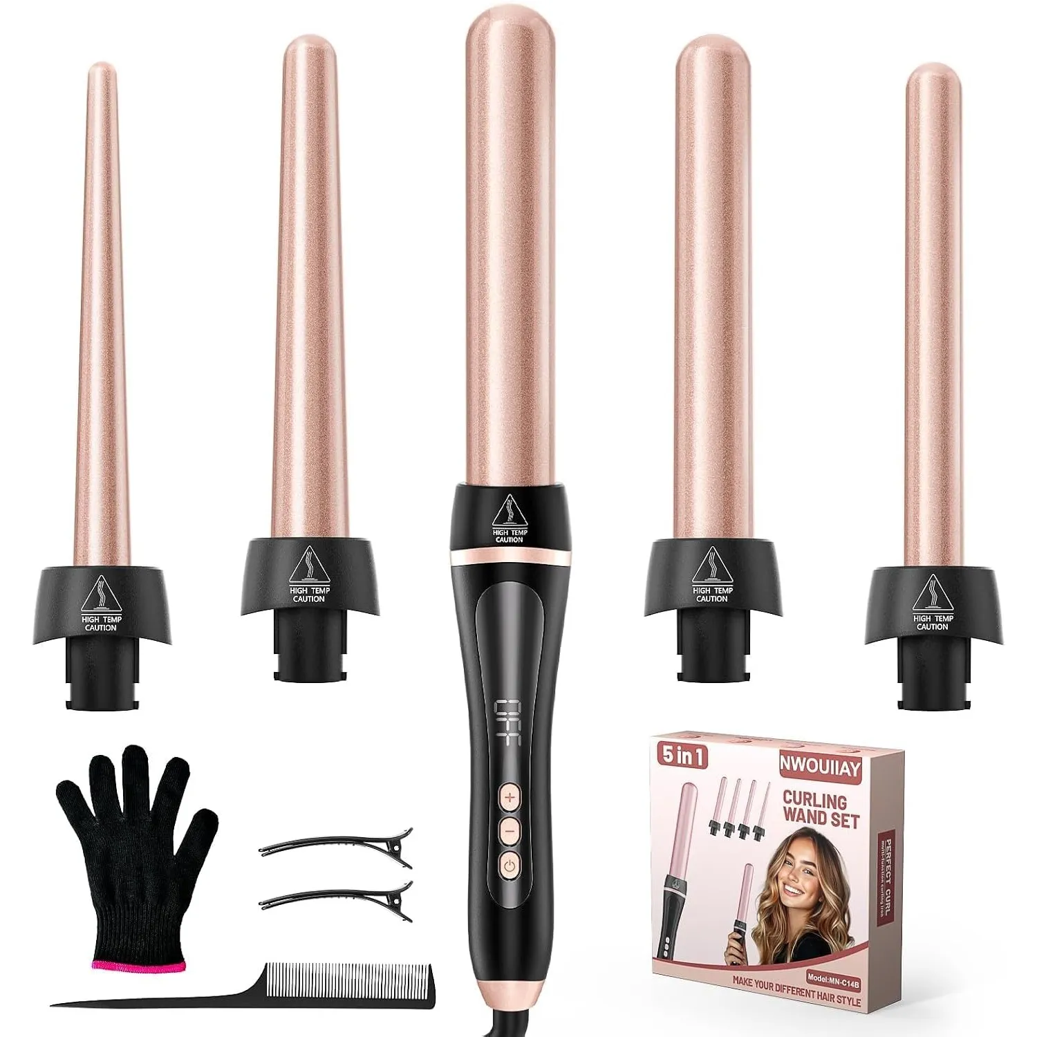 Lockenstab 5 in 1 für große und kleine Locken geeignet für alle Haartypen