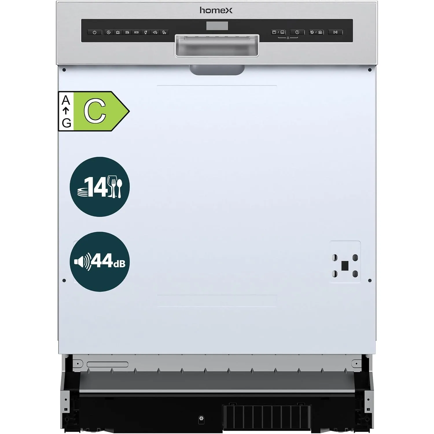 homeX DWSI601444C Geschirrspüler 60 cm Spülmaschine teilintegrierbar EEK C